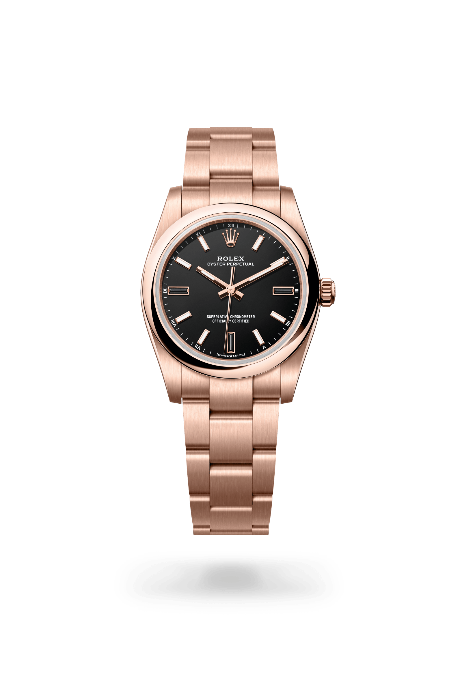 Oyster Perpetual 34, Oyster, 34 mm, Everose-goud, Wijzerplaat : Zwart, Rolex