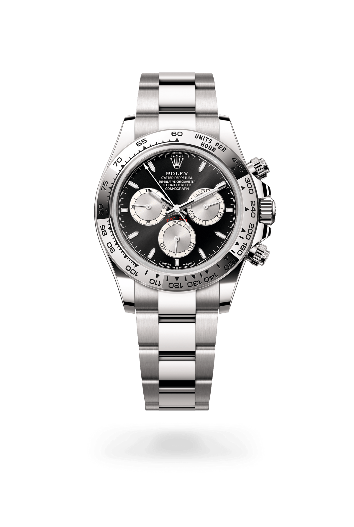 Cosmograph Daytona, Oyster, 40 mm, witgoud, Wijzerplaat : Helderzwart en staal, Rolex