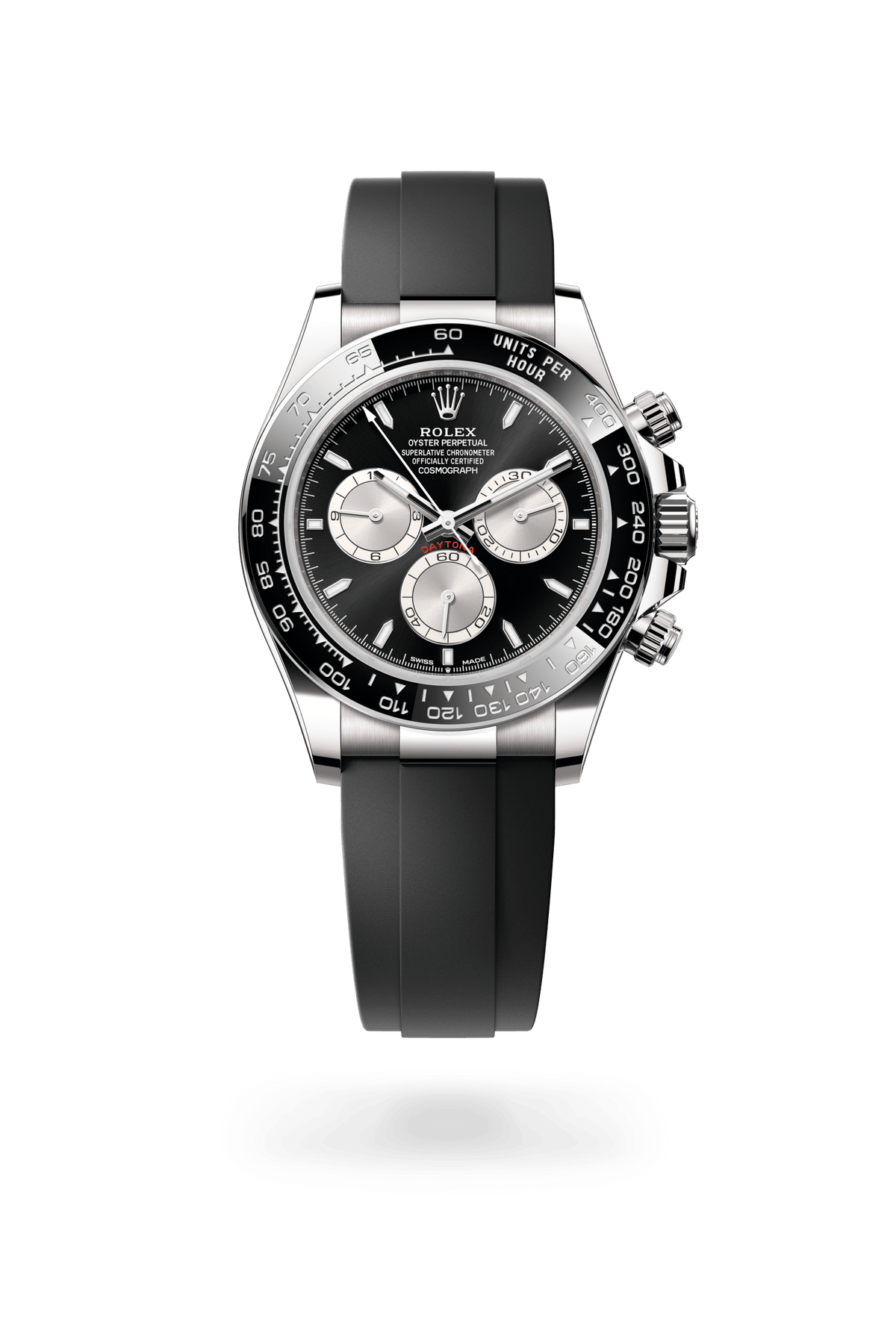 Cosmograph Daytona, Oyster, 40 mm, witgoud, Wijzerplaat : Helderzwart en staal, Rolex