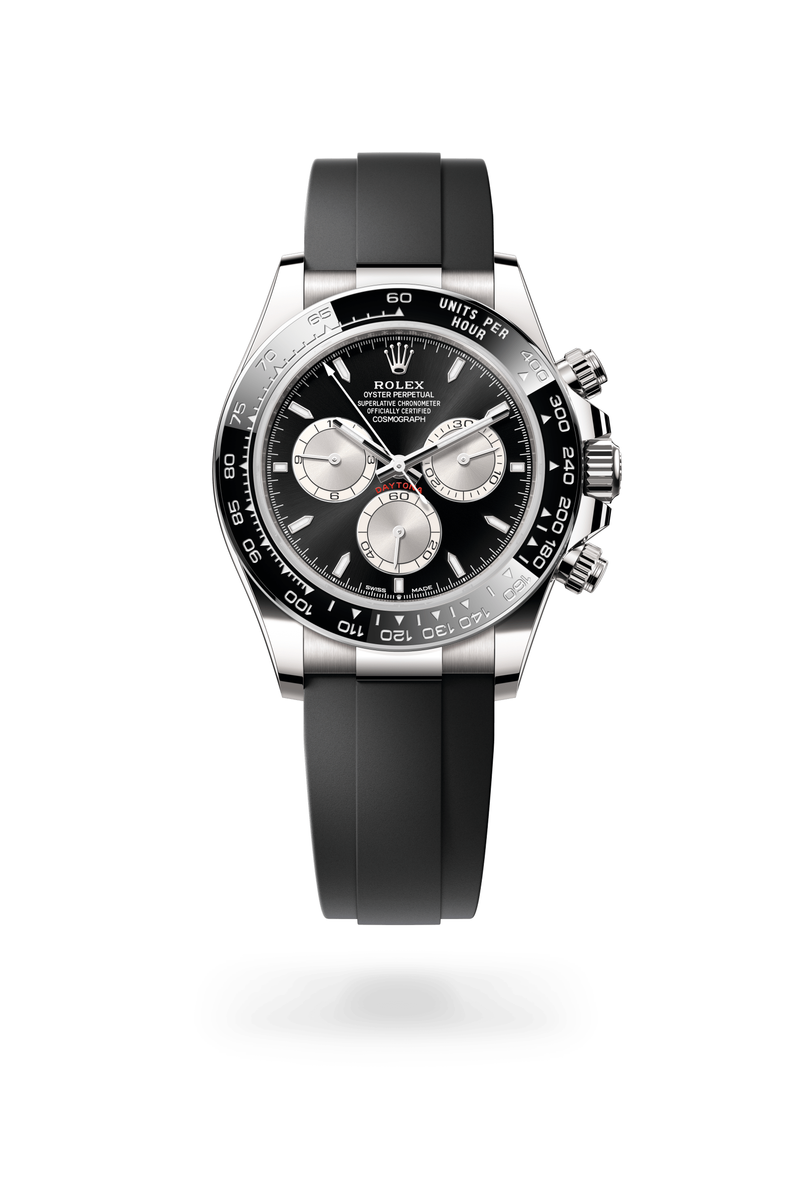 Cosmograph Daytona, Oyster, 40 mm, witgoud, Wijzerplaat : Helderzwart en staal, Rolex