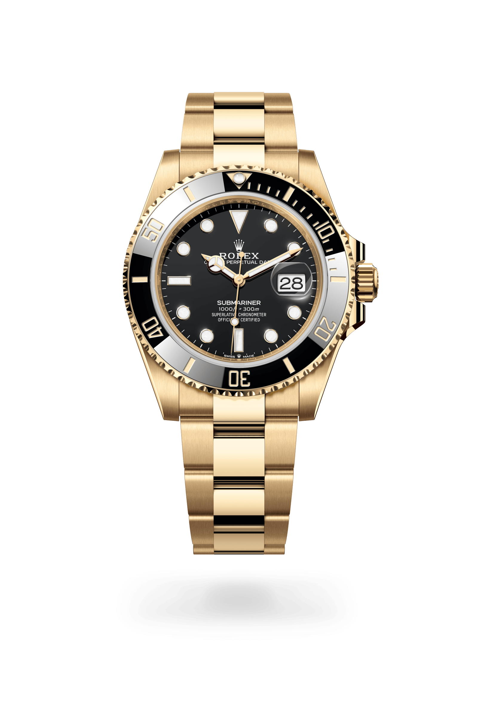 Submariner Date, Oyster, 41 mm, geelgoud, Wijzerplaat : Zwart, Rolex