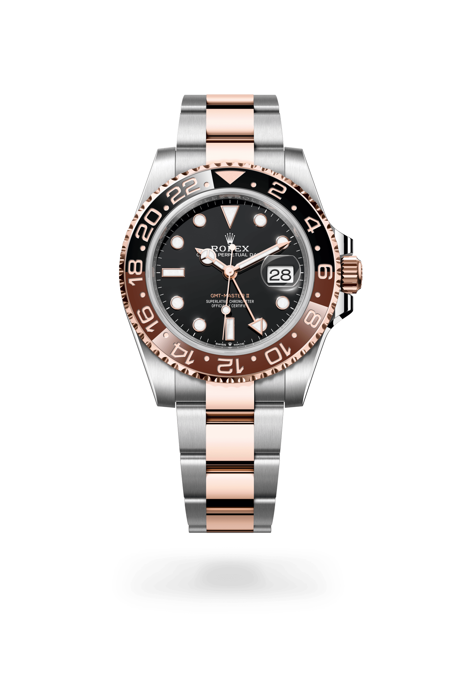 GMT-Master II, Oyster, 40 mm, Oystersteel en Everose-goud, Wijzerplaat : Zwart, Rolex