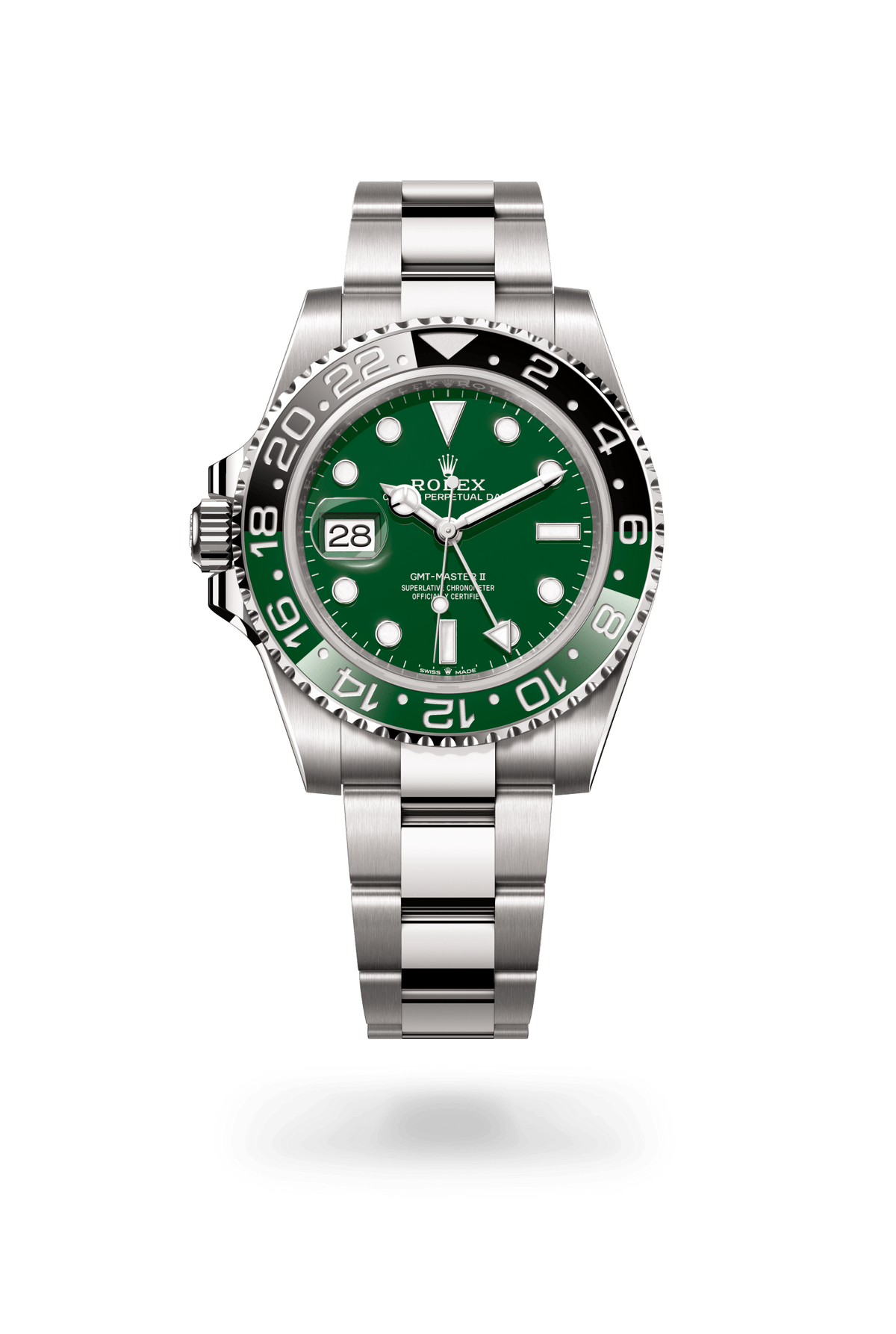 GMT-Master II, Oyster, 40 mm, witgoud, Wijzerplaat : Groene keramiek, Rolex