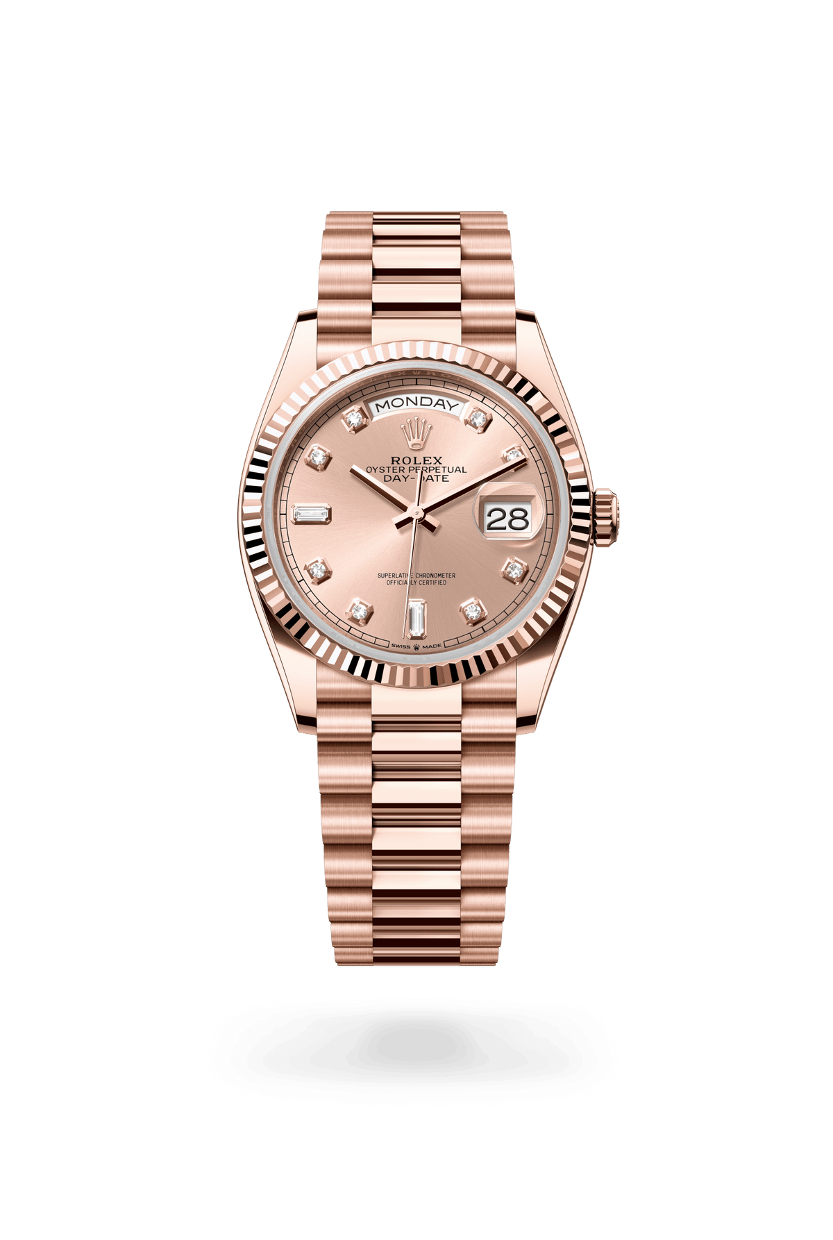 Day-Date 36, Oyster, 36 mm, Everose-goud, Wijzerplaat : Rosékleurig bezet met diamanten, Rolex