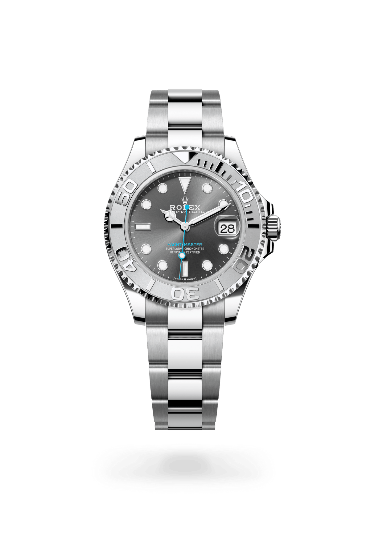 Yacht-Master 37, Oyster, 37 mm, Oystersteel en platina, Wijzerplaat : Leigrijs, Rolex