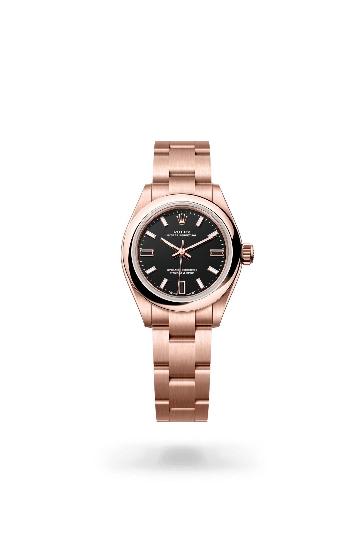 Oyster Perpetual 28, Oyster, 28 mm, Everose-goud, Wijzerplaat : Zwart, Rolex