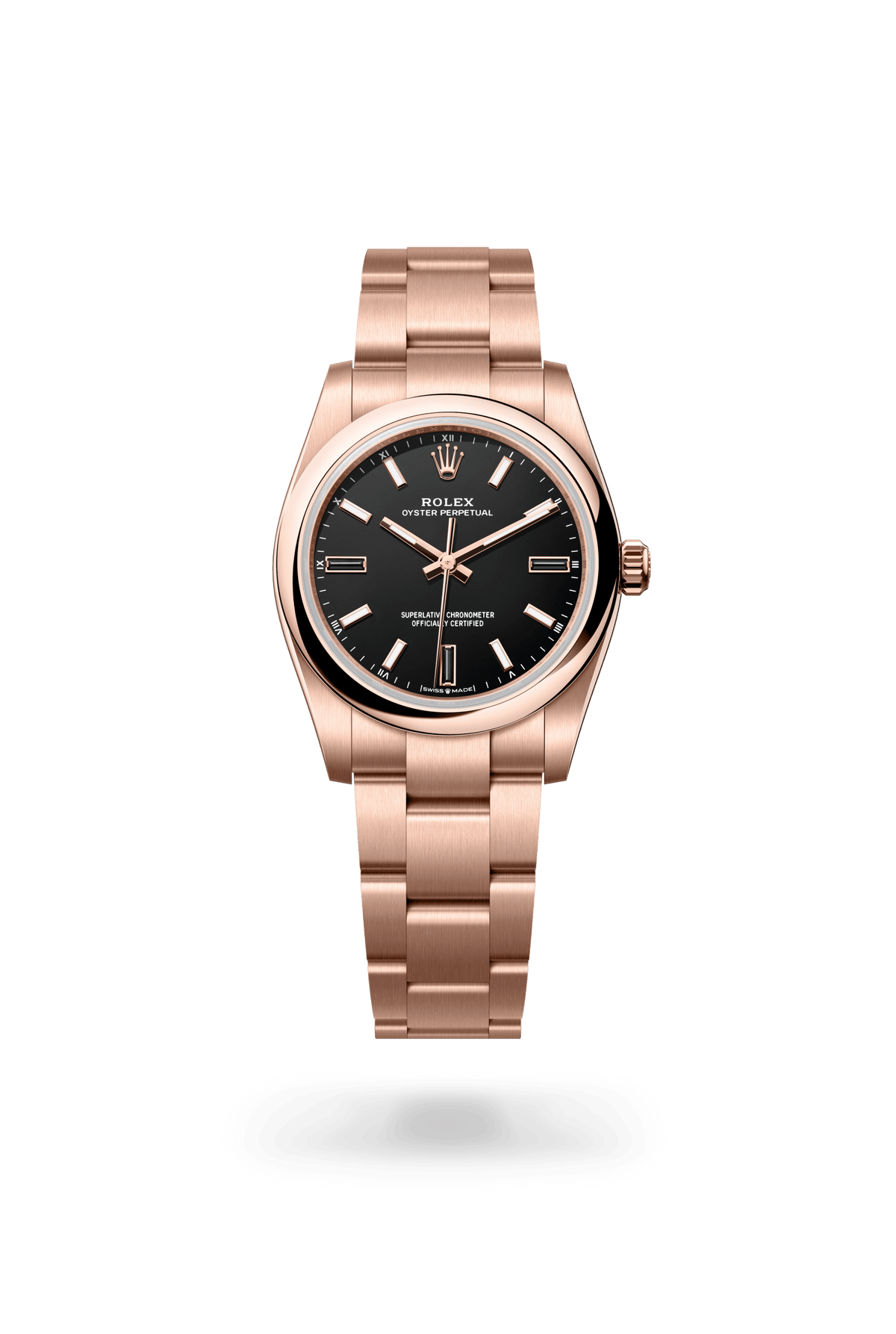 Oyster Perpetual 34, Oyster, 34 mm, Everose-goud, Wijzerplaat : Zwart, Rolex
