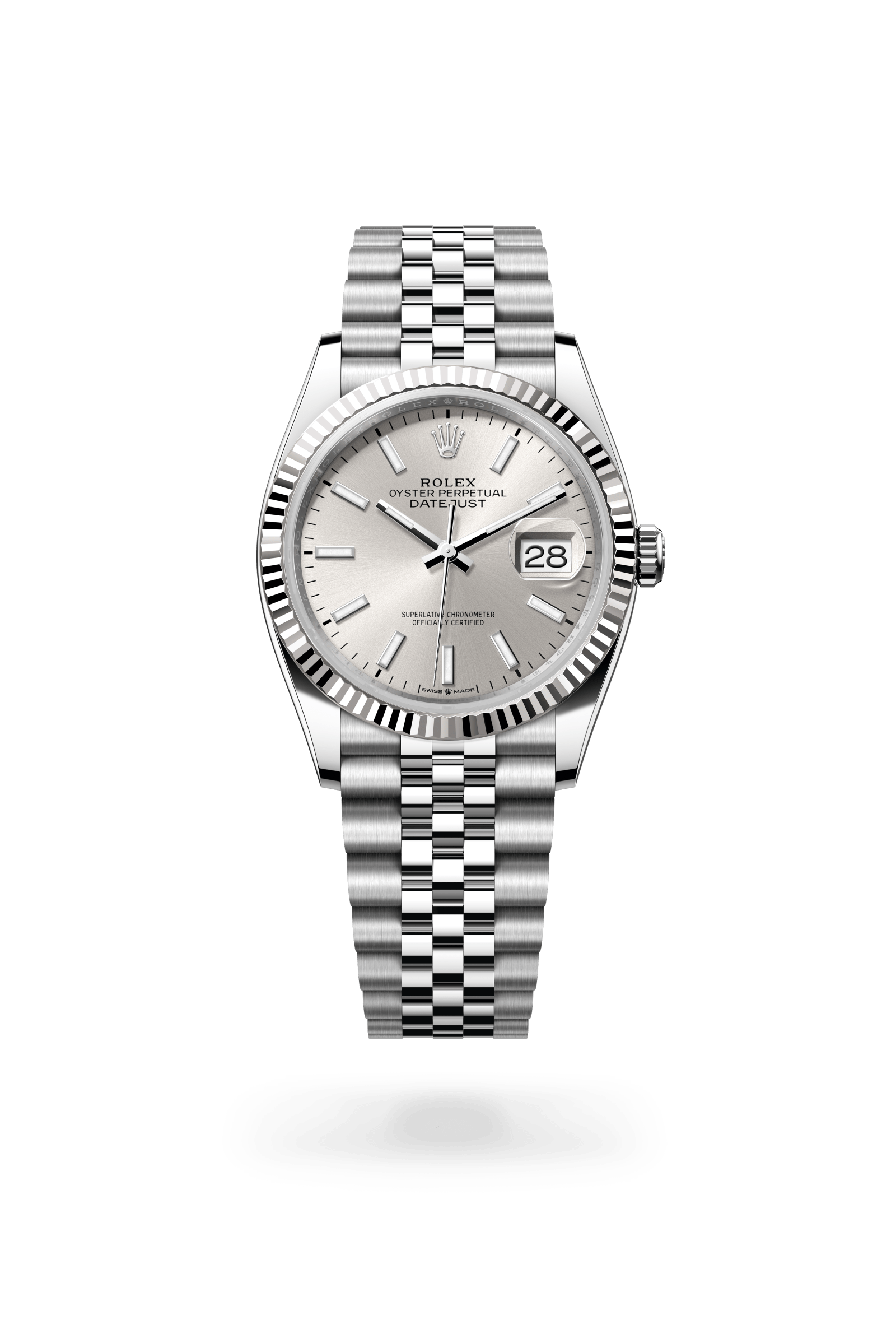 Datejust 36, Oyster, 36 mm, Oystersteel en witgoud, Wijzerplaat : Zilverkleurig, Rolex