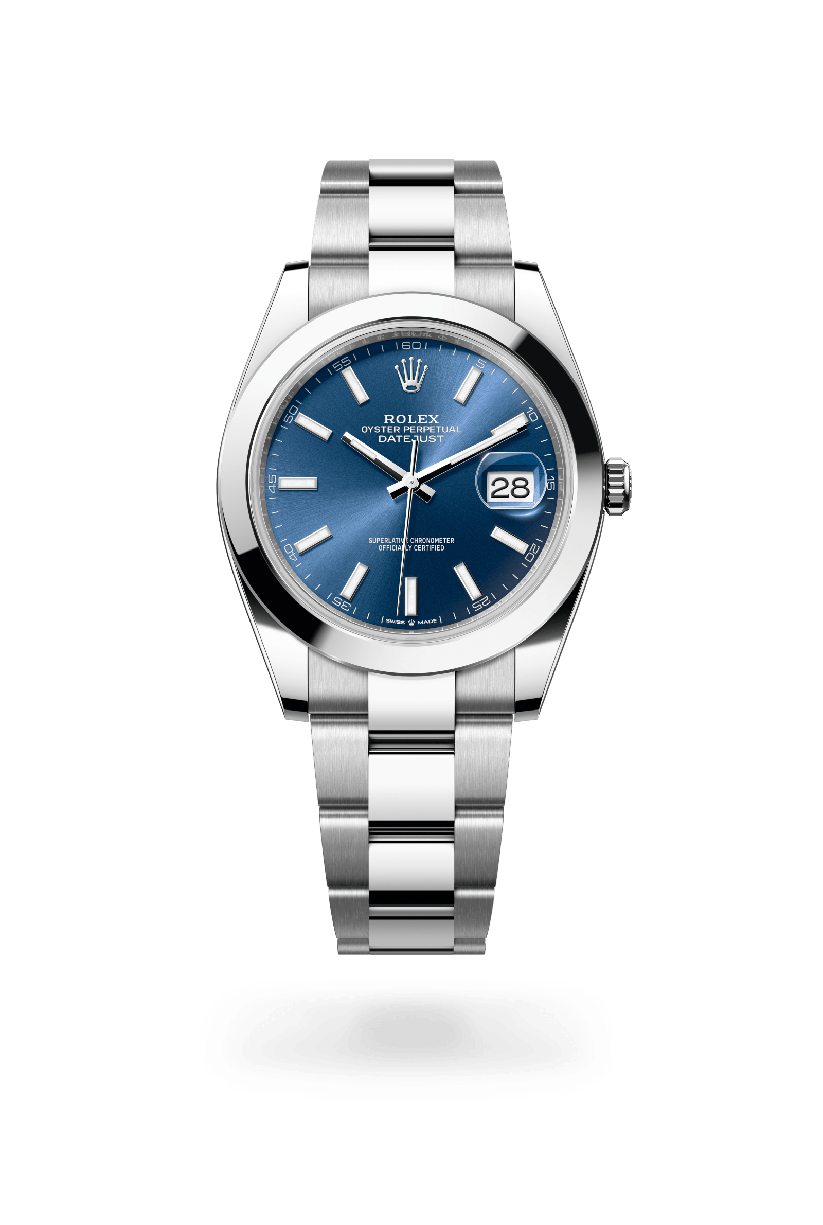 Datejust 41, Oyster, 41 mm, Oystersteel, Wijzerplaat : Helderblauw, Rolex