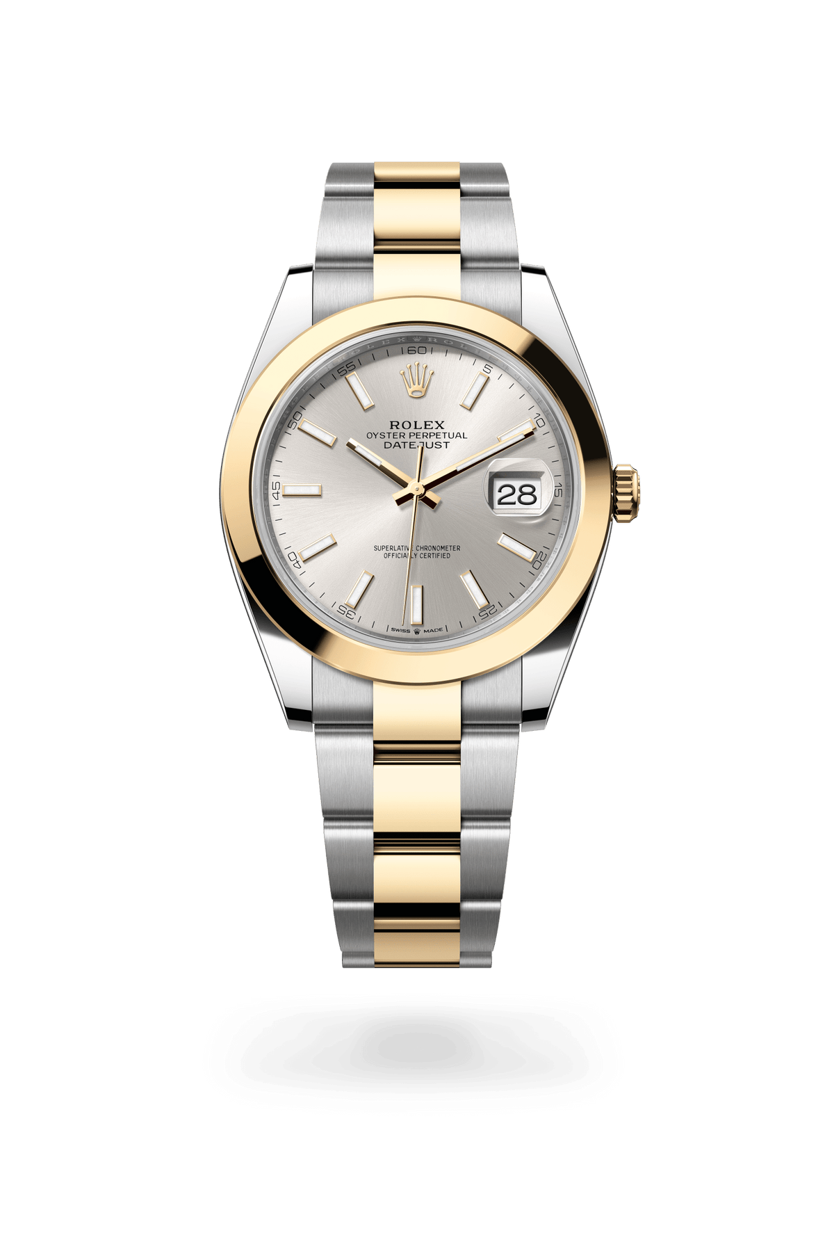 Datejust 41, Oyster, 41 mm, Oystersteel en geelgoud, Wijzerplaat : Zilverkleurig, Rolex