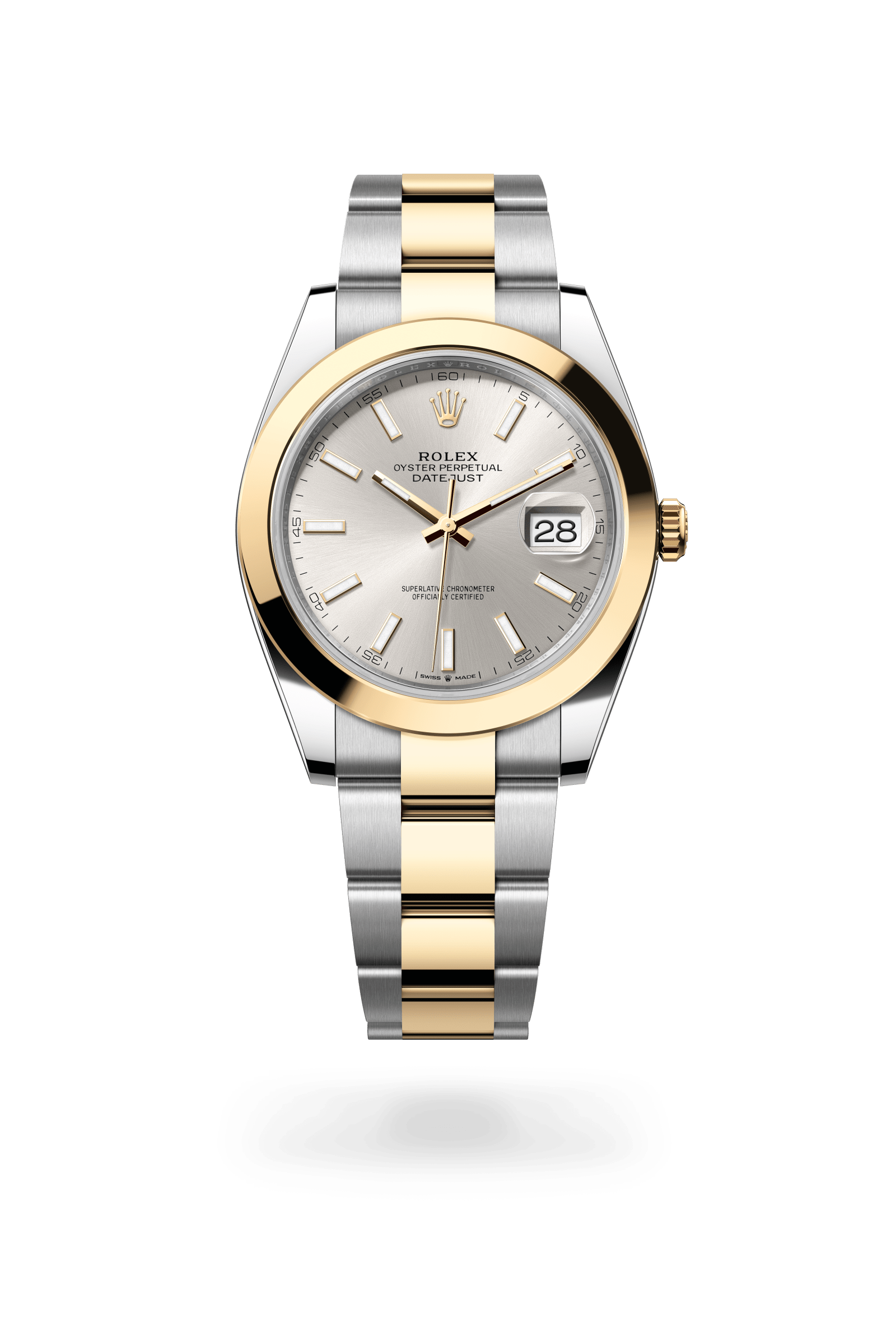 Datejust 41, Oyster, 41 mm, Oystersteel en geelgoud, Wijzerplaat : Zilverkleurig, Rolex