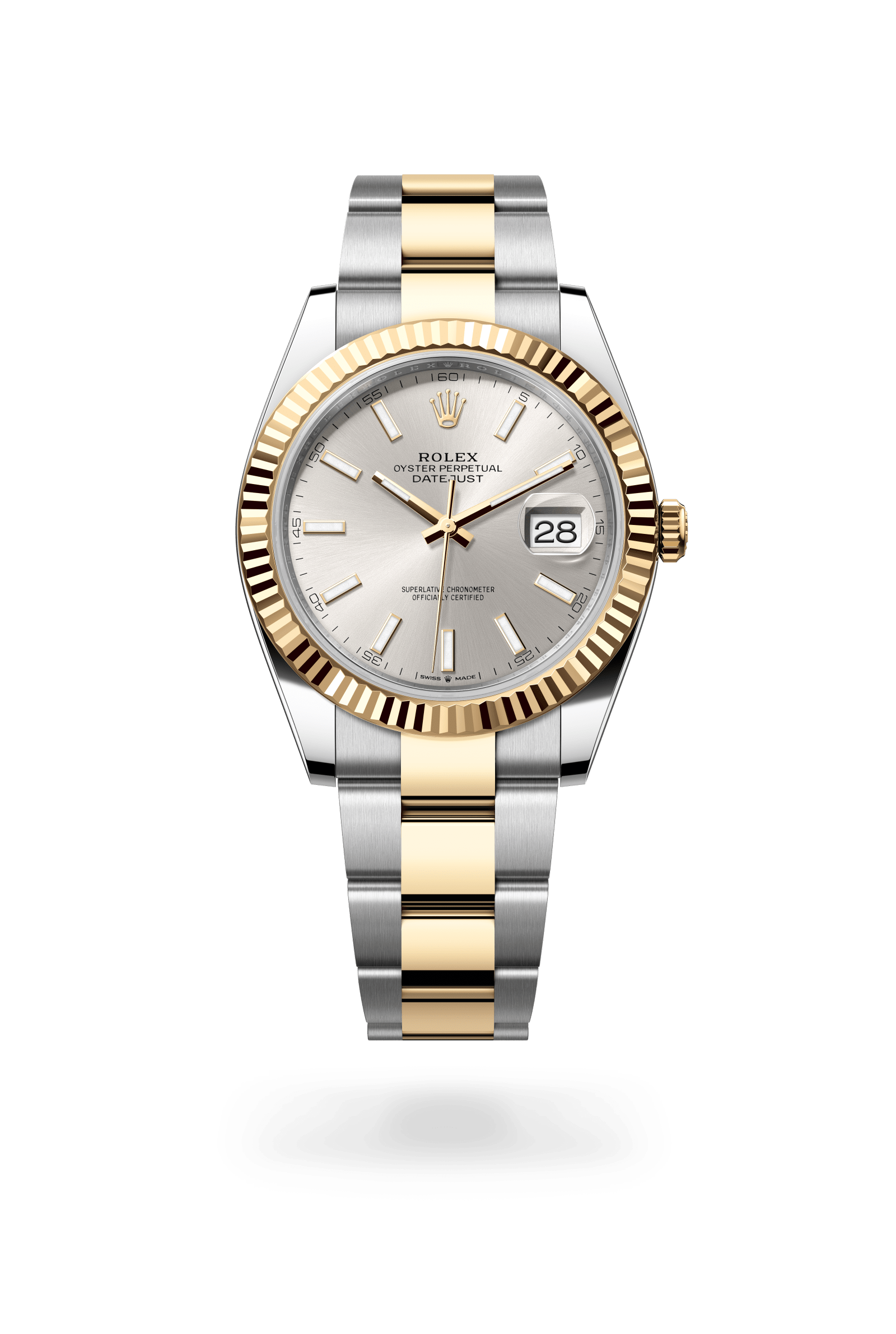 Datejust 41, Oyster, 41 mm, Oystersteel en geelgoud, Wijzerplaat : Zilverkleurig, Rolex