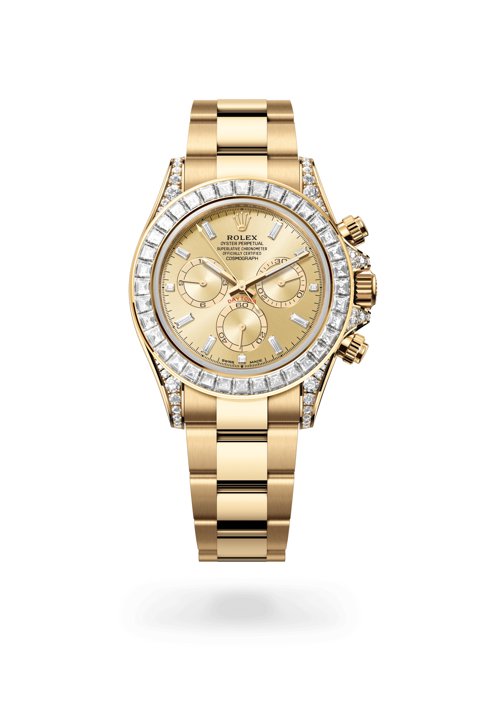Cosmograph Daytona, Oyster, 40 mm, geelgoud en diamanten, Wijzerplaat : Goud, bezet met diamanten, Rolex