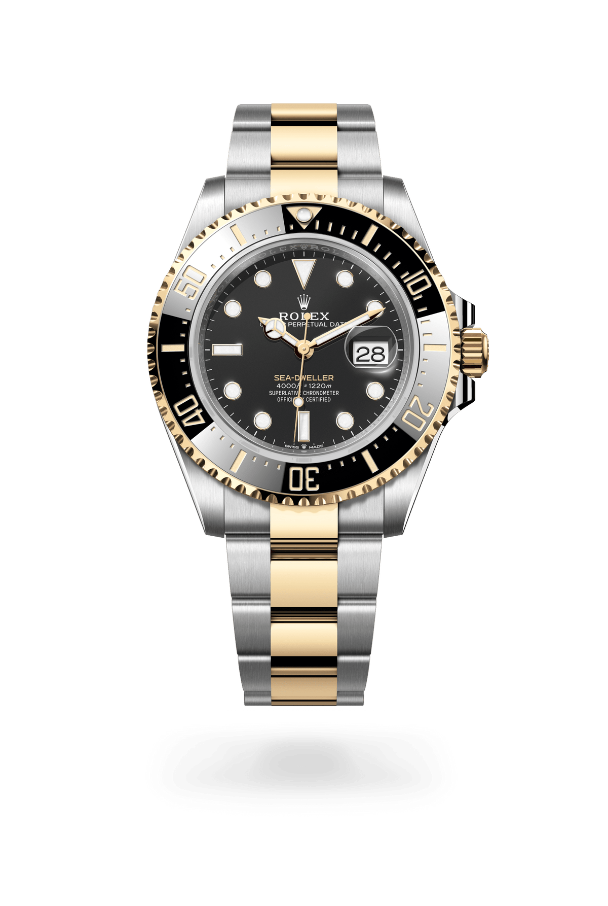 Sea-Dweller, Oyster, 43 mm, Oystersteel en geelgoud, Wijzerplaat : Diepzwart, Rolex