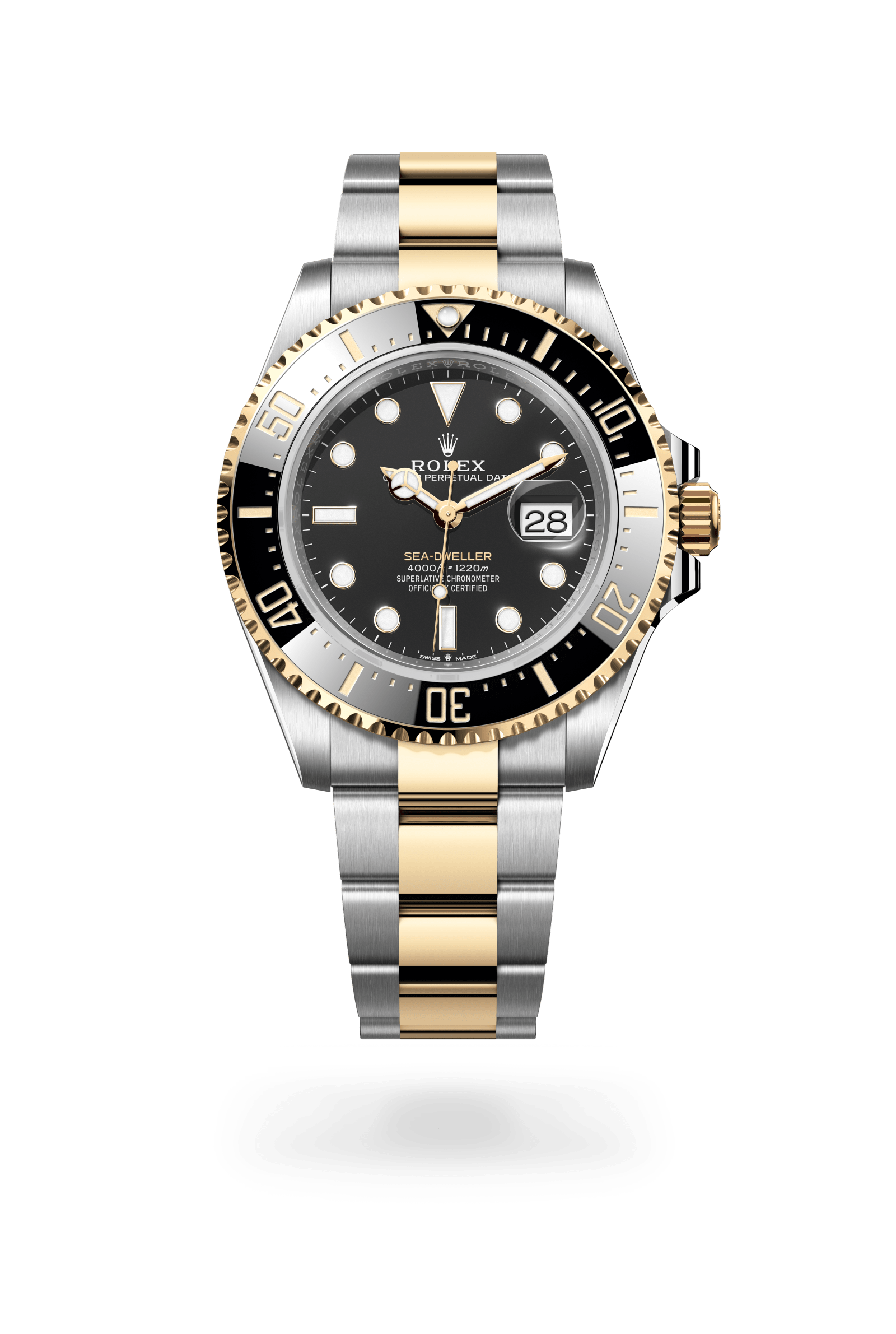 Sea-Dweller, Oyster, 43 mm, Oystersteel en geelgoud, Wijzerplaat : Diepzwart, Rolex