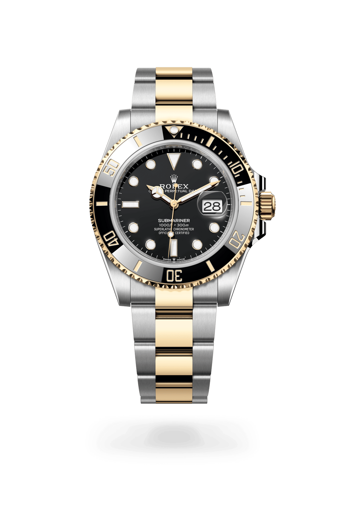 Submariner Date, Oyster, 41 mm, Oystersteel en geelgoud, Wijzerplaat : Zwart, Rolex