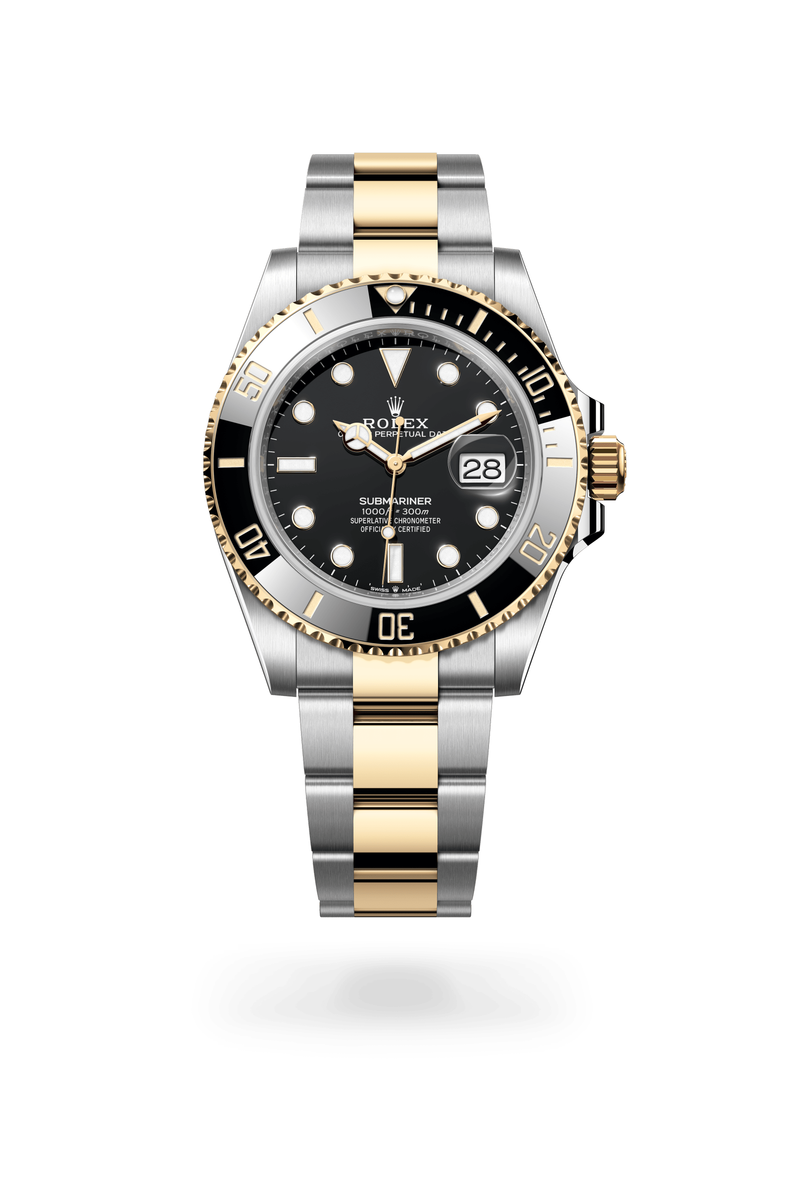 Submariner Date, Oyster, 41 mm, Oystersteel en geelgoud, Wijzerplaat : Zwart, Rolex