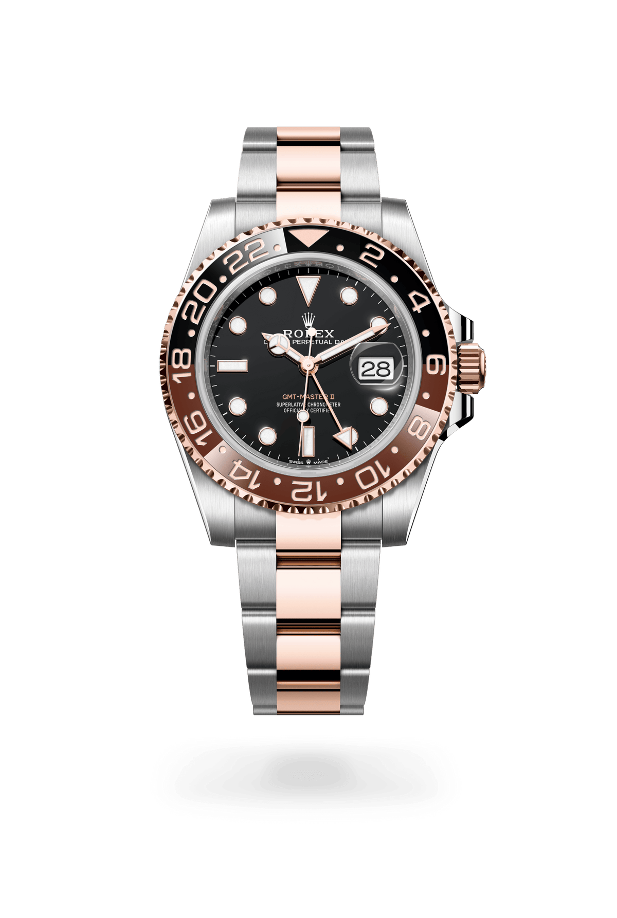 GMT-Master II, Oyster, 40 mm, Oystersteel en Everose-goud, Wijzerplaat : Zwart, Rolex