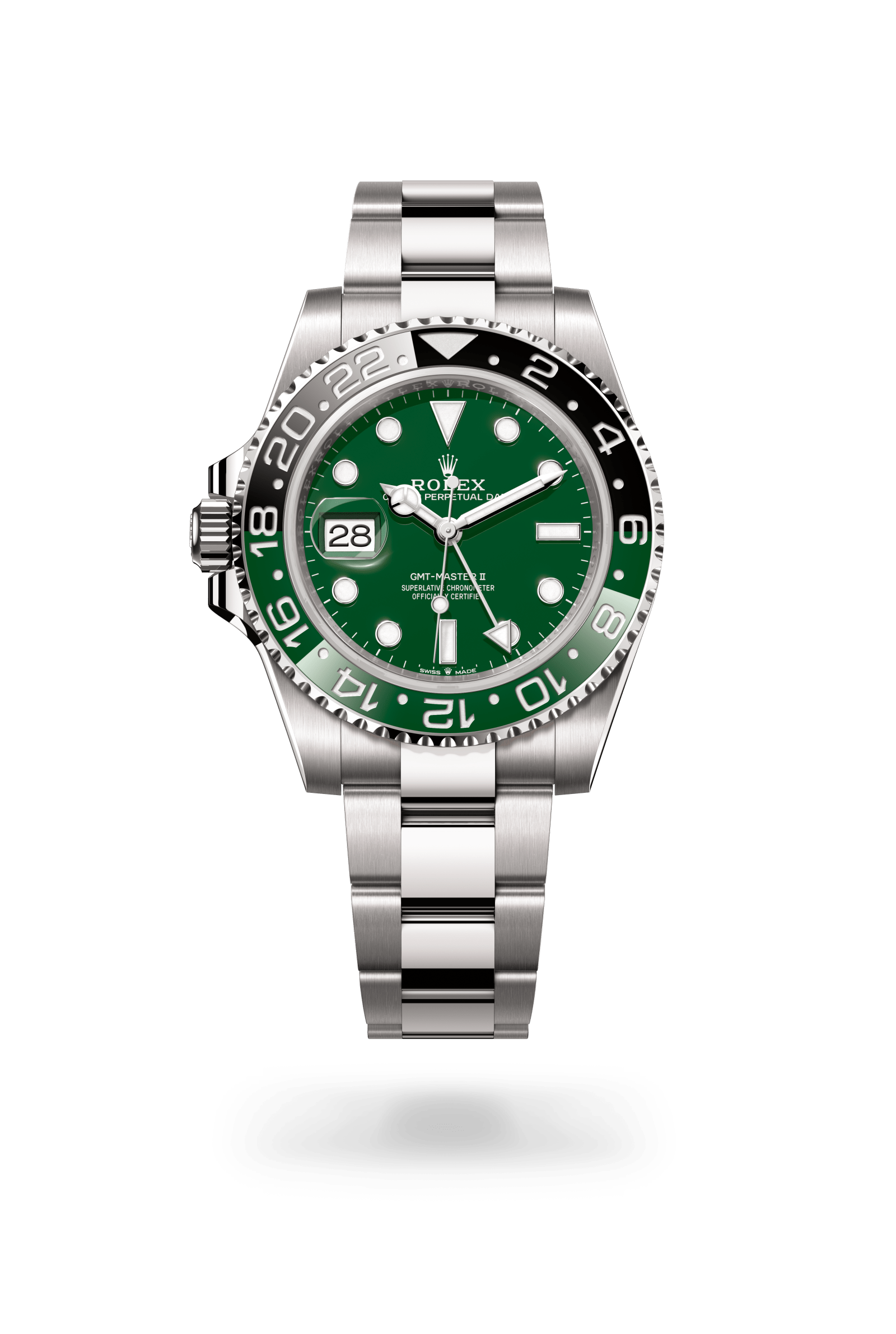 GMT-Master II, Oyster, 40 mm, witgoud, Wijzerplaat : Groene keramiek, Rolex