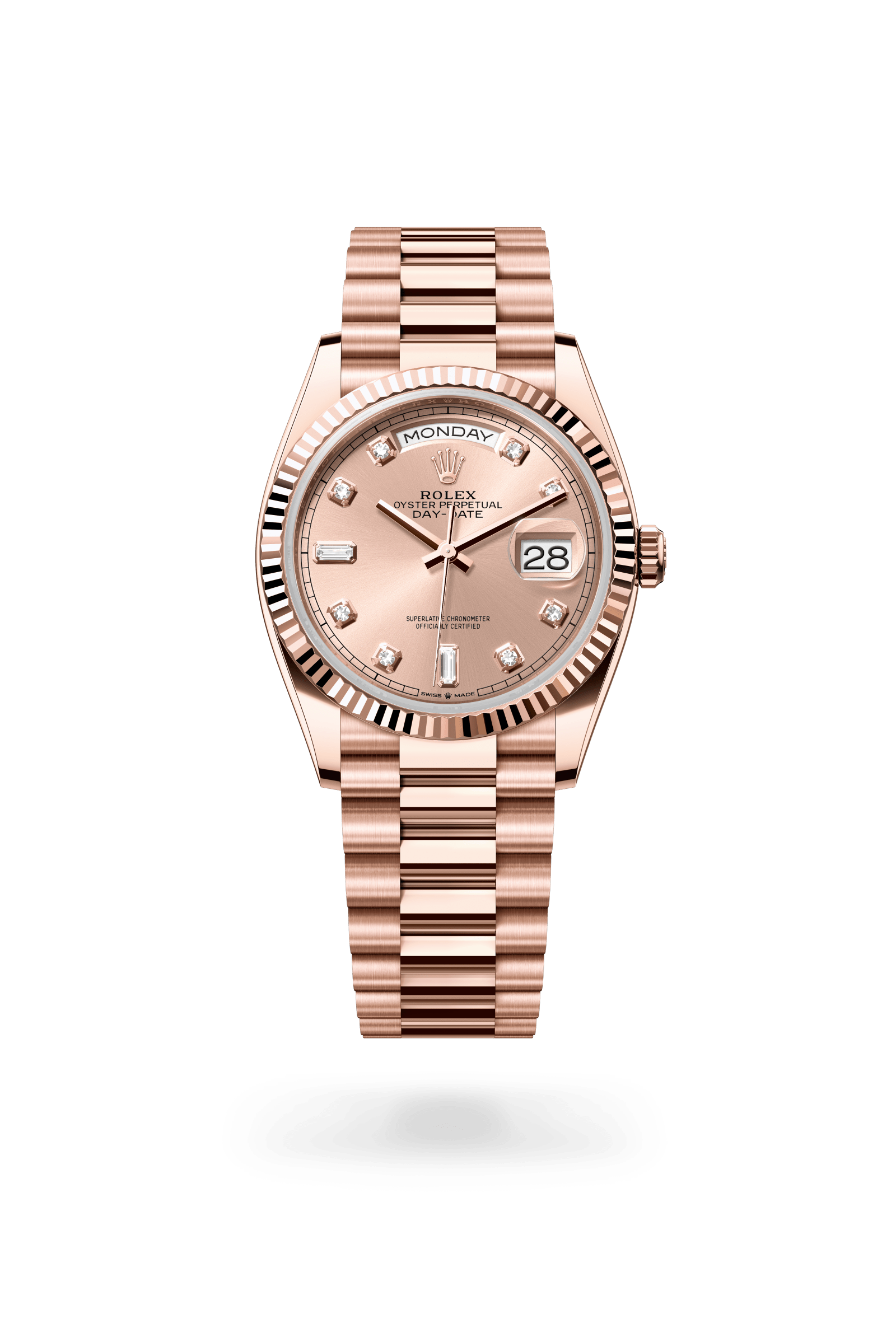 Day-Date 36, Oyster, 36 mm, Everose-goud, Wijzerplaat : Rosékleurig bezet met diamanten, Rolex
