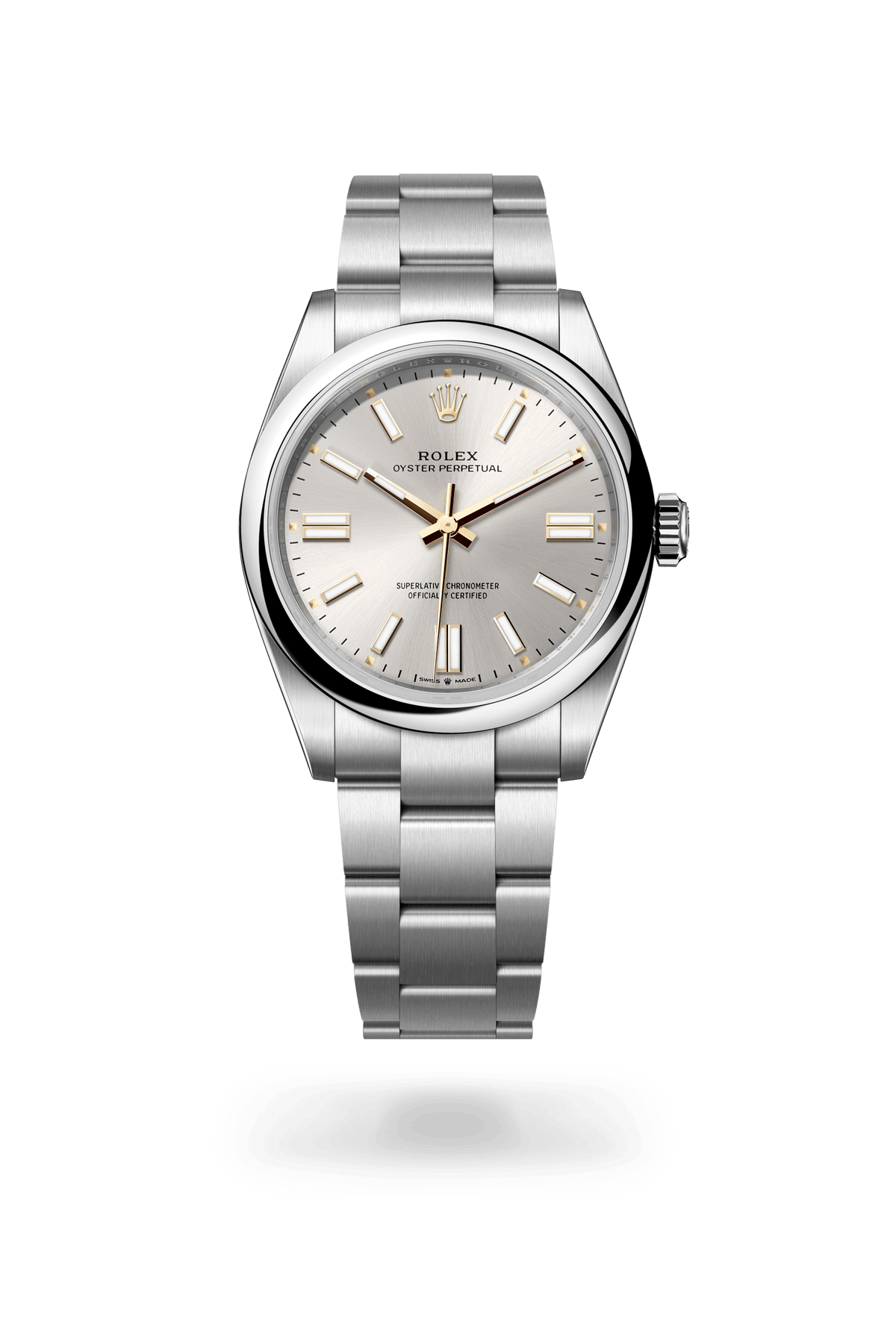 Oyster Perpetual 41, Oyster, 41 mm, Oystersteel, Wijzerplaat : Zilverkleurig, Rolex