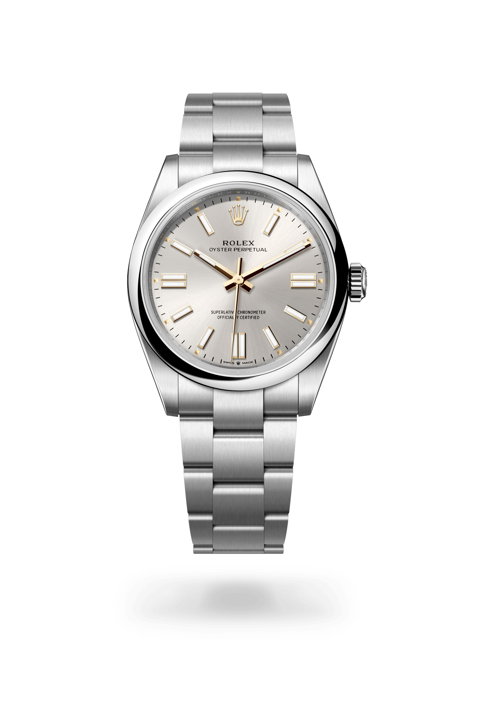 Oyster Perpetual 41, Oyster, 41 mm, Oystersteel, Wijzerplaat : Zilverkleurig, Rolex