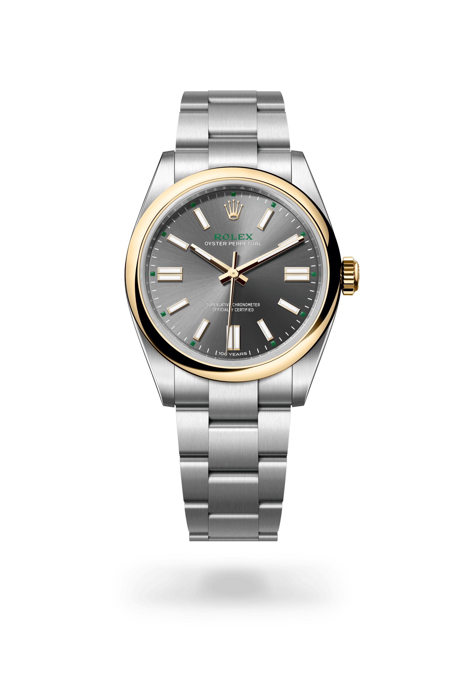 Oyster Perpetual 41, Oyster, 41 mm, Oystersteel en geelgoud, Wijzerplaat : Leigrijs, Rolex