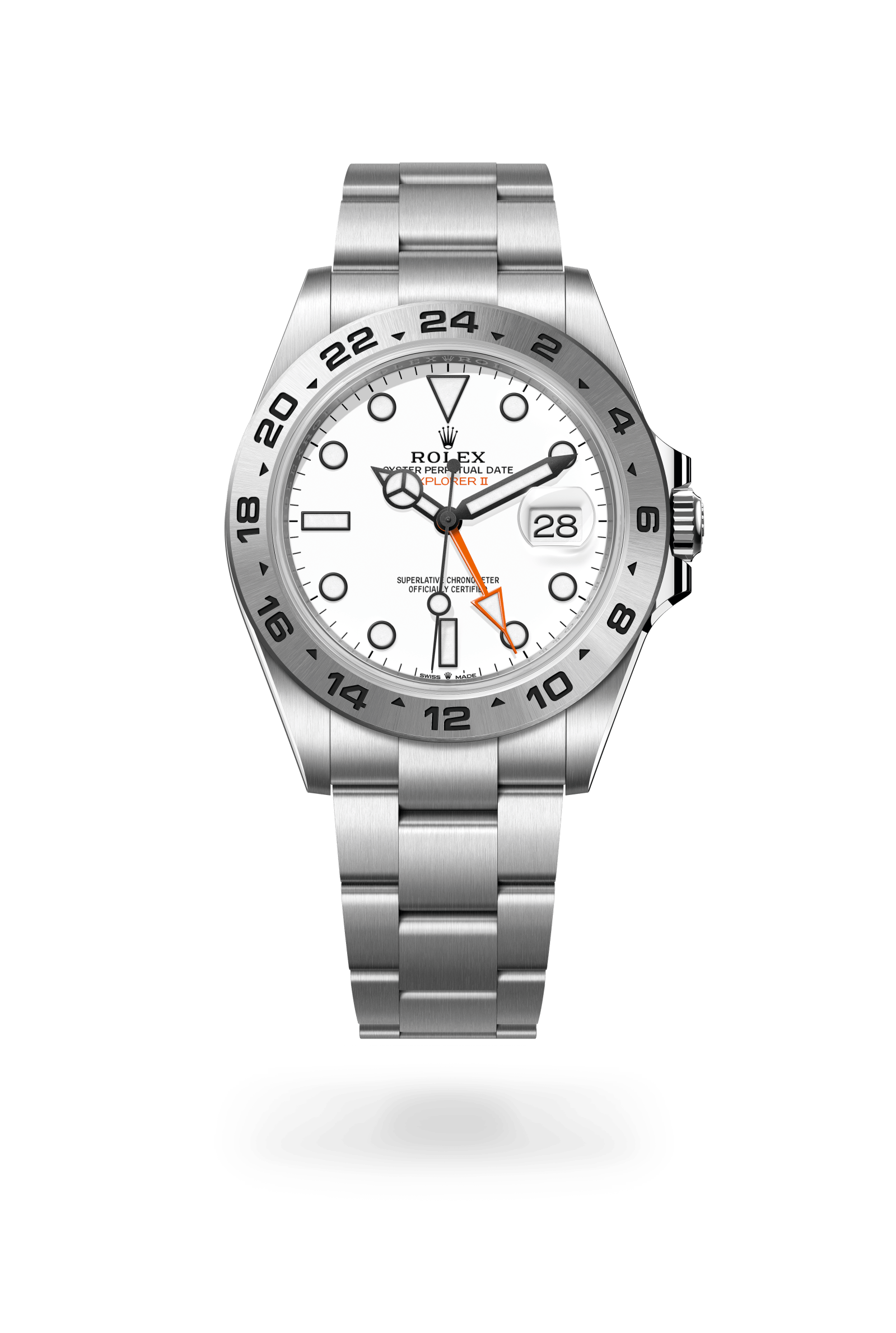 Explorer II, Oyster, 42 mm, Oystersteel, Wijzerplaat : Wit, Rolex
