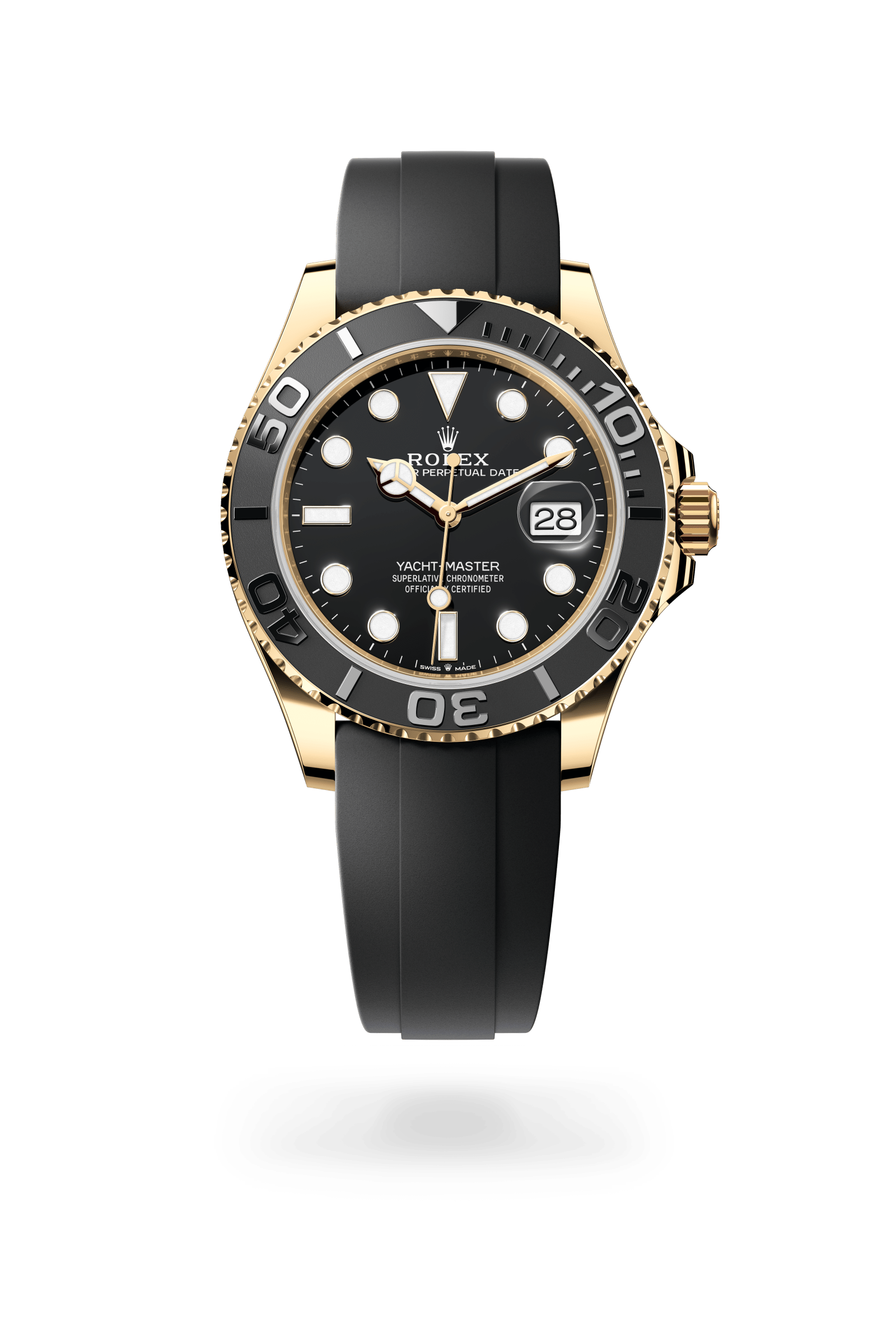 Yacht-Master 42, Oyster, 42 mm, geelgoud, Wijzerplaat : Zwart, Rolex