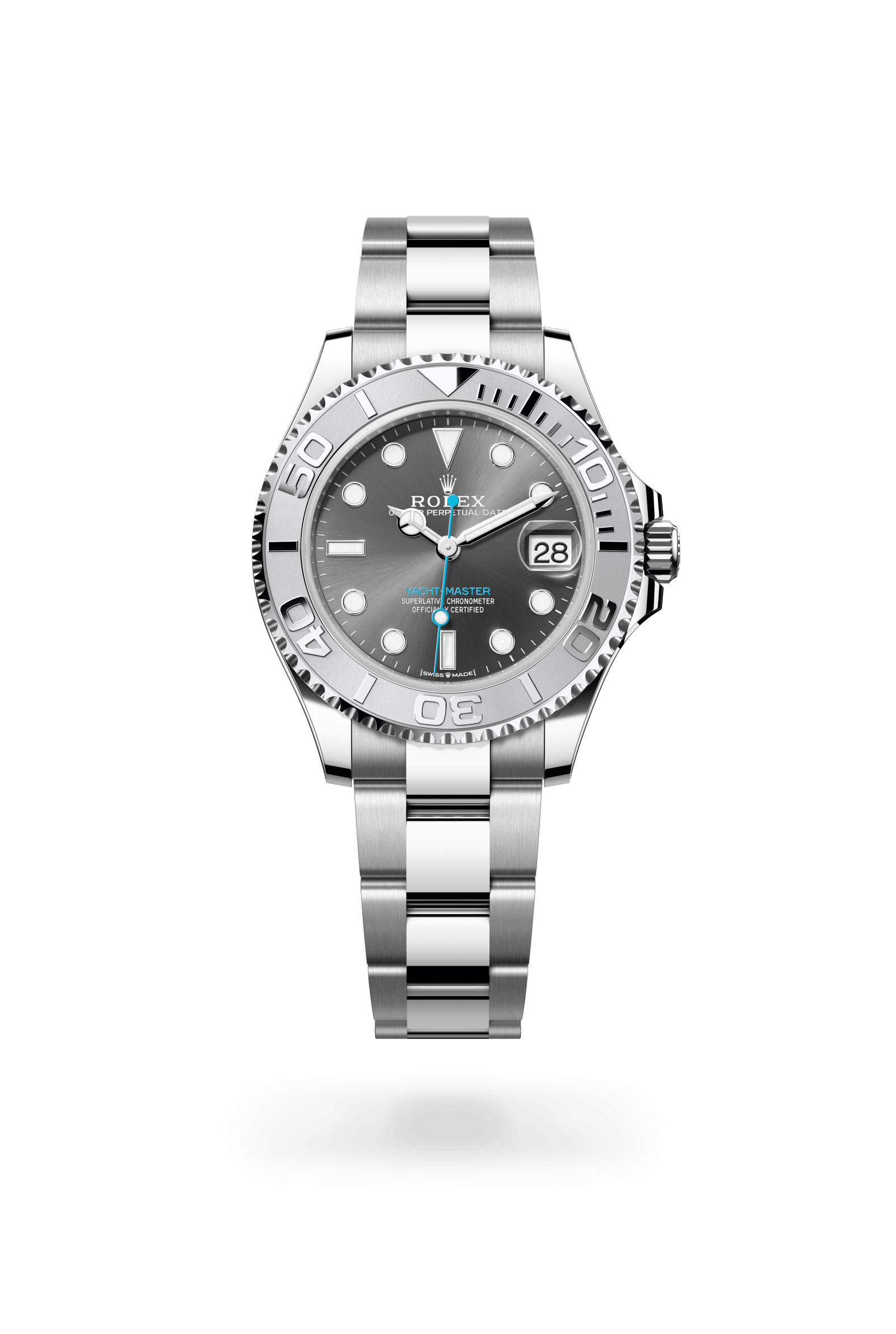 Yacht-Master 37, Oyster, 37 mm, Oystersteel en platina, Wijzerplaat : Leigrijs, Rolex