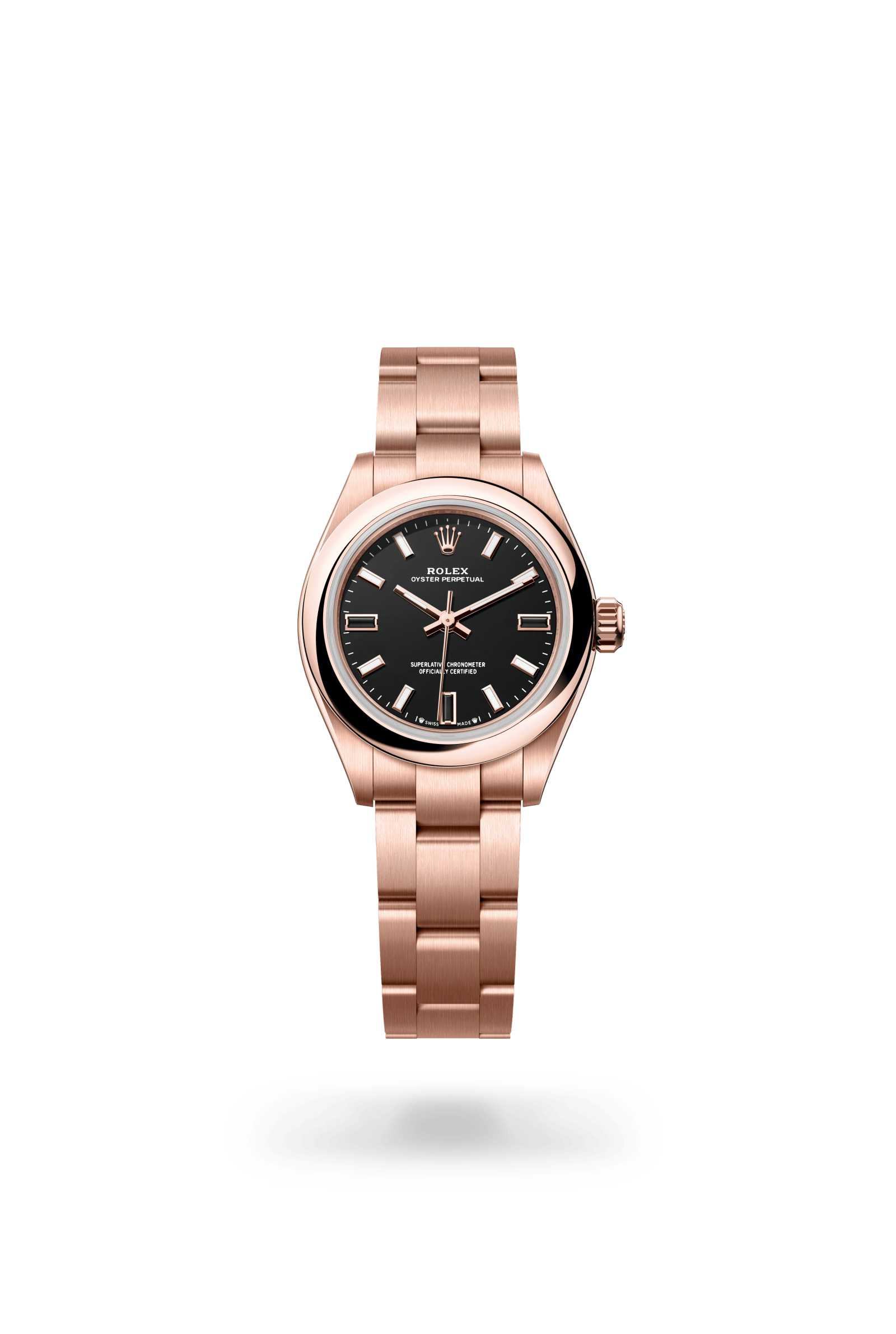 Oyster Perpetual 28, Oyster, 28 mm, Everose-goud, Wijzerplaat : Zwart, Rolex