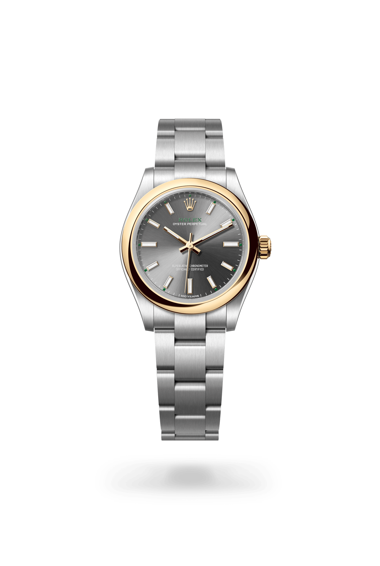 Oyster Perpetual 31, Oyster, 31 mm, Oystersteel en geelgoud, Wijzerplaat : Leigrijs, Rolex