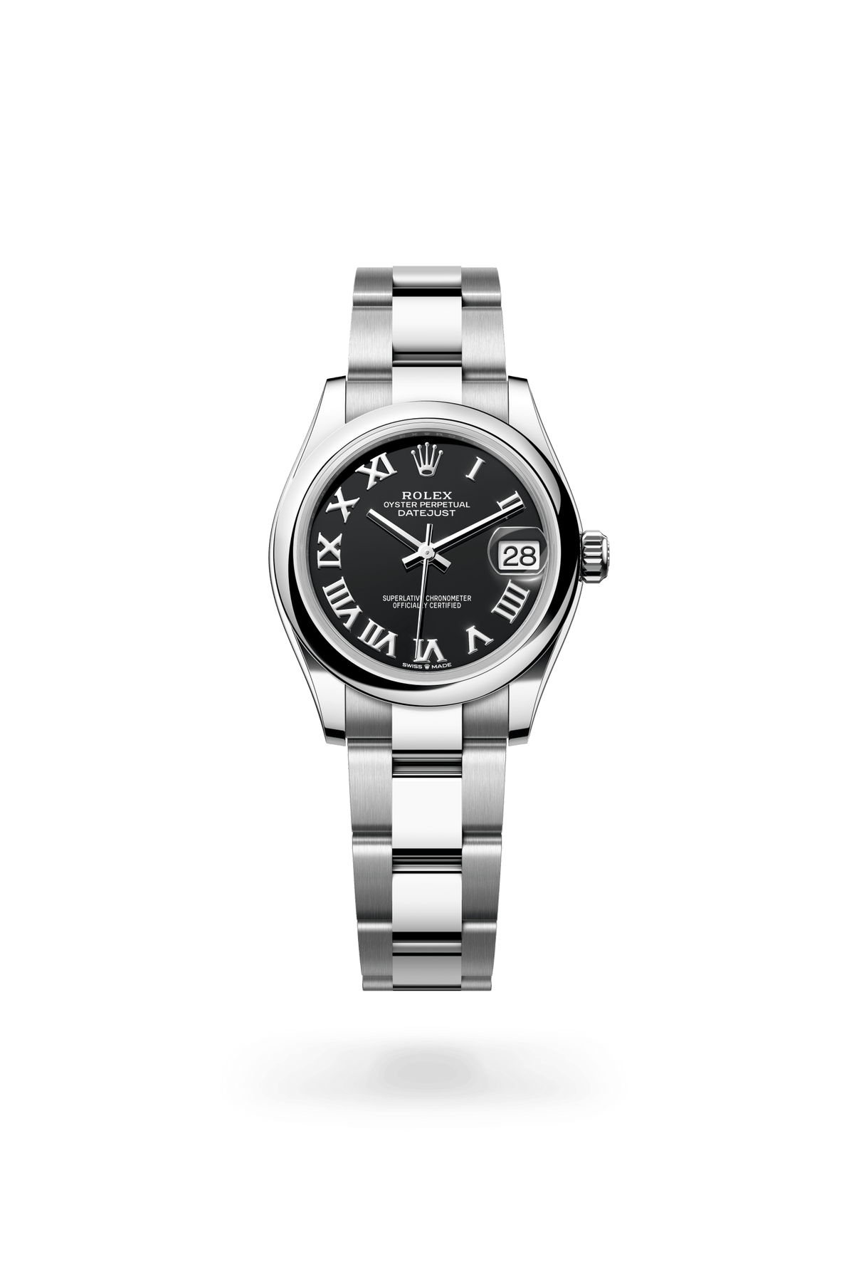 Datejust 31, Oyster, 31 mm, Oystersteel, Wijzerplaat : Helderzwart, Rolex