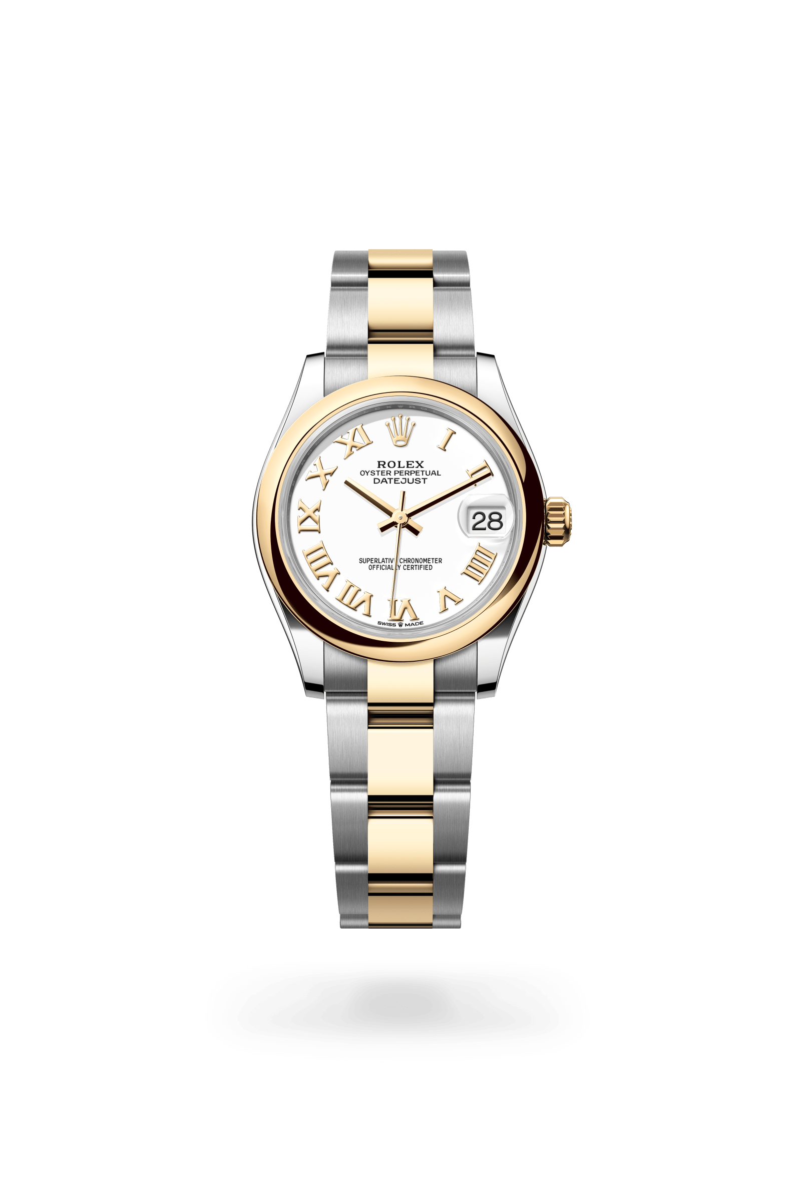 Datejust 31, Oyster, 31 mm, Oystersteel en geelgoud, Wijzerplaat : Wit, Rolex