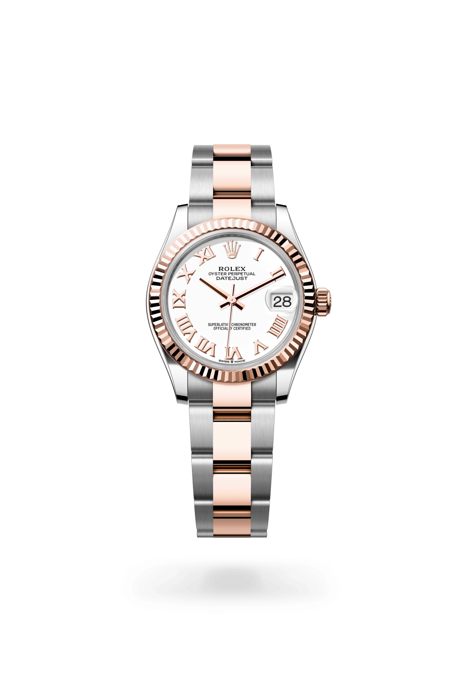 Datejust 31, Oyster, 31 mm, Oystersteel en Everose-goud, Wijzerplaat : Wit, Rolex