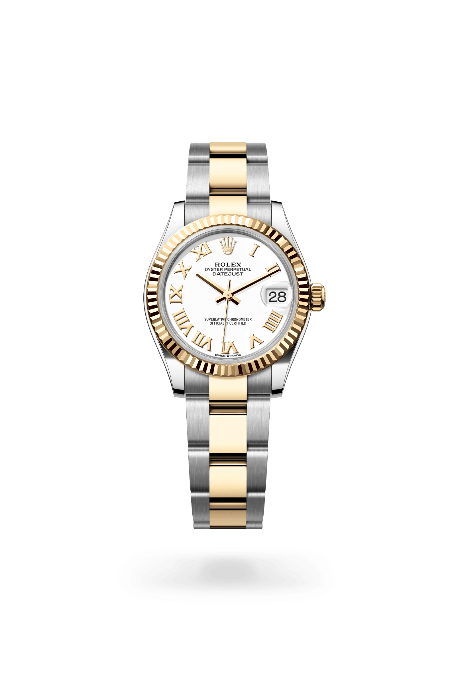 Datejust 31, Oyster, 31 mm, Oystersteel en geelgoud, Wijzerplaat : Wit, Rolex