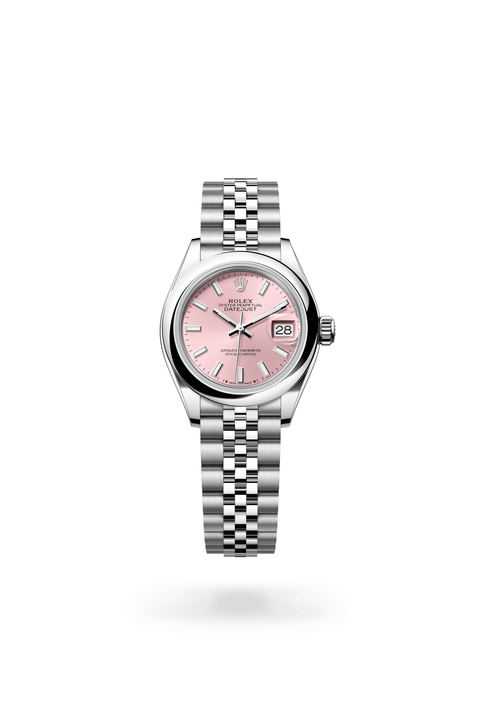 Lady-Datejust, Oyster, 28 mm, Oystersteel, Wijzerplaat : Roze, Rolex