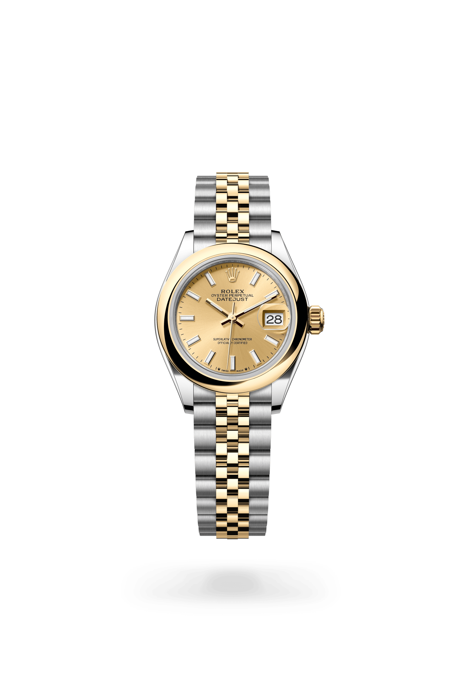Lady-Datejust, Oyster, 28 mm, Oystersteel en geelgoud, Wijzerplaat : Champagnekleurig, Rolex