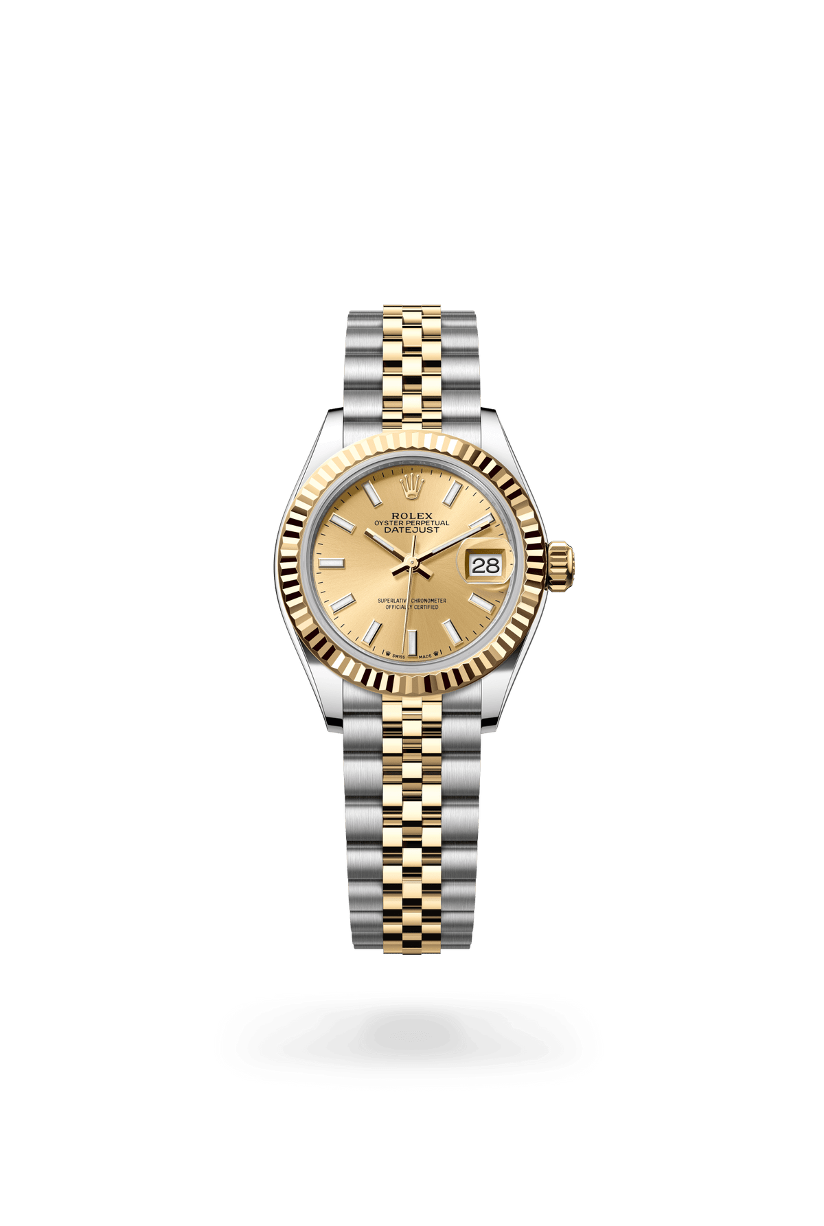 Lady-Datejust, Oyster, 28 mm, Oystersteel en geelgoud, Wijzerplaat : Champagnekleurig, Rolex