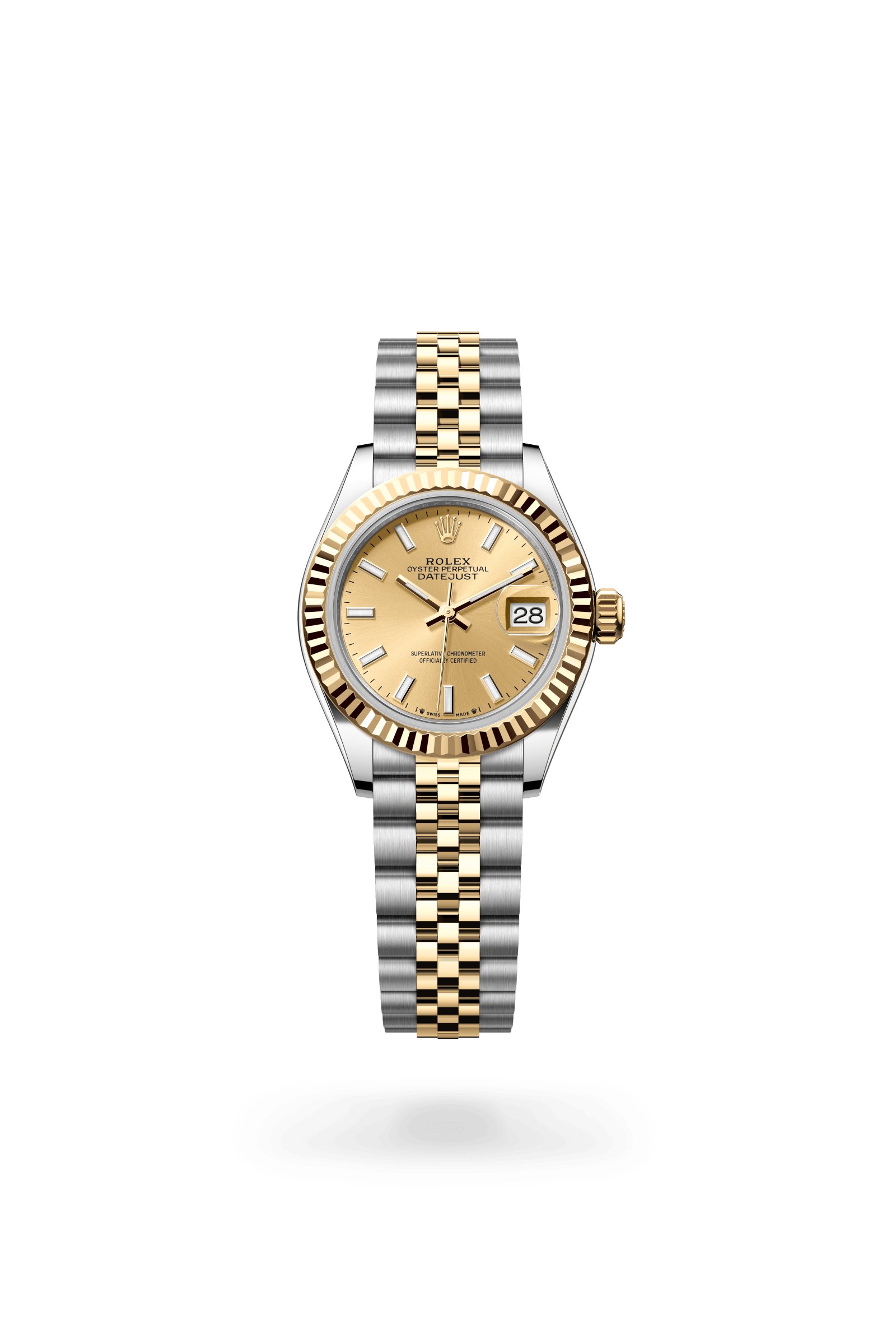 Lady-Datejust, Oyster, 28 mm, Oystersteel en geelgoud, Wijzerplaat : Champagnekleurig, Rolex