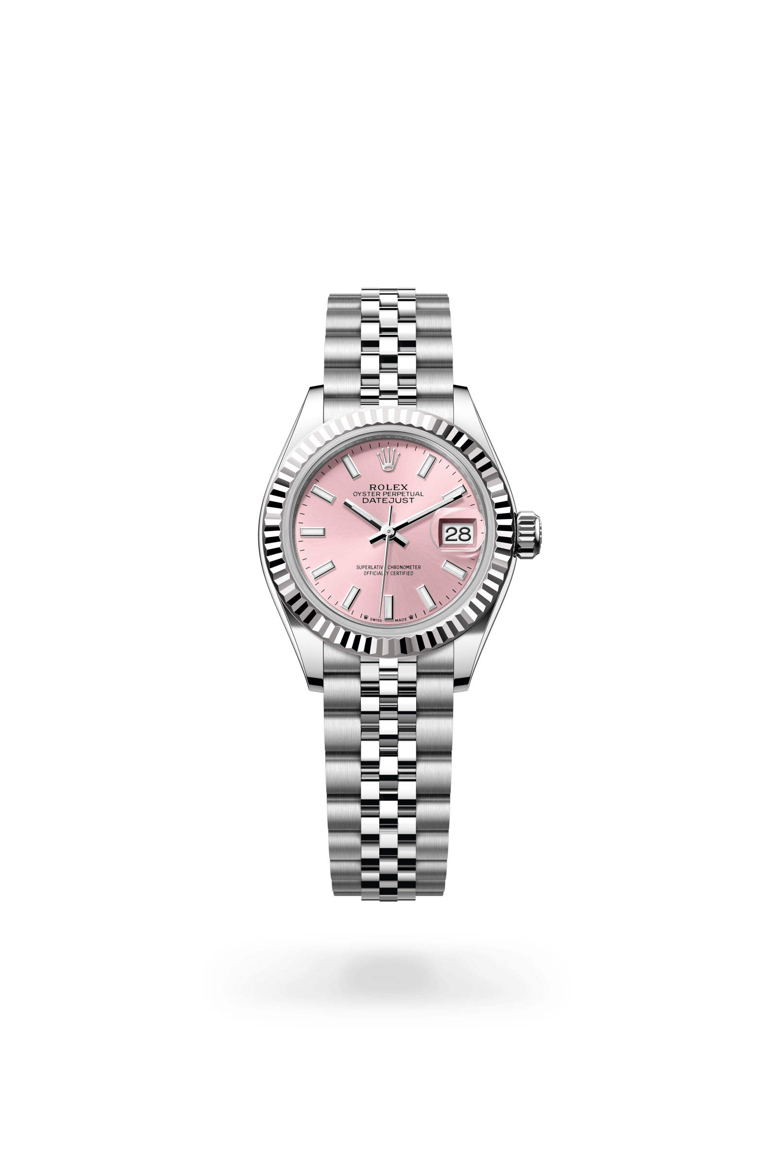 Lady-Datejust, Oyster, 28 mm, Oystersteel en witgoud, Wijzerplaat : Roze, Rolex