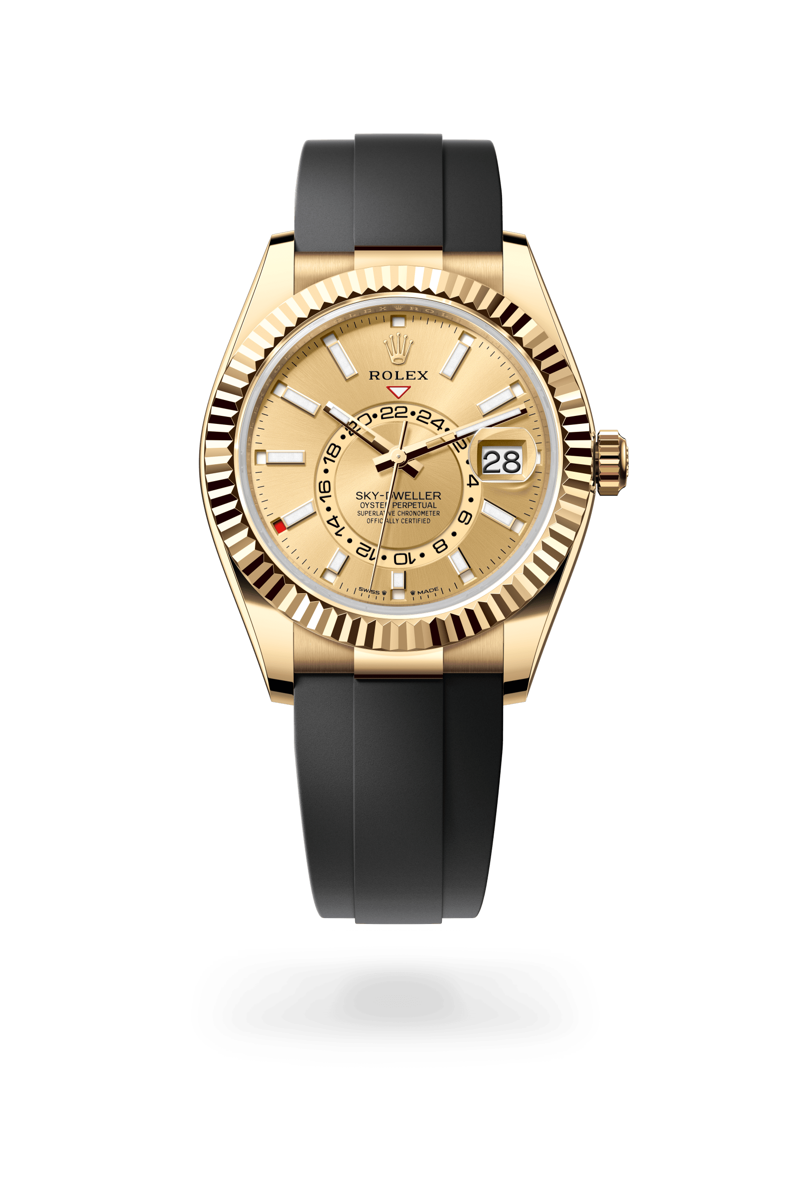 Sky-Dweller, Oyster, 42 mm, geelgoud, Wijzerplaat : Champagnekleurig, Rolex