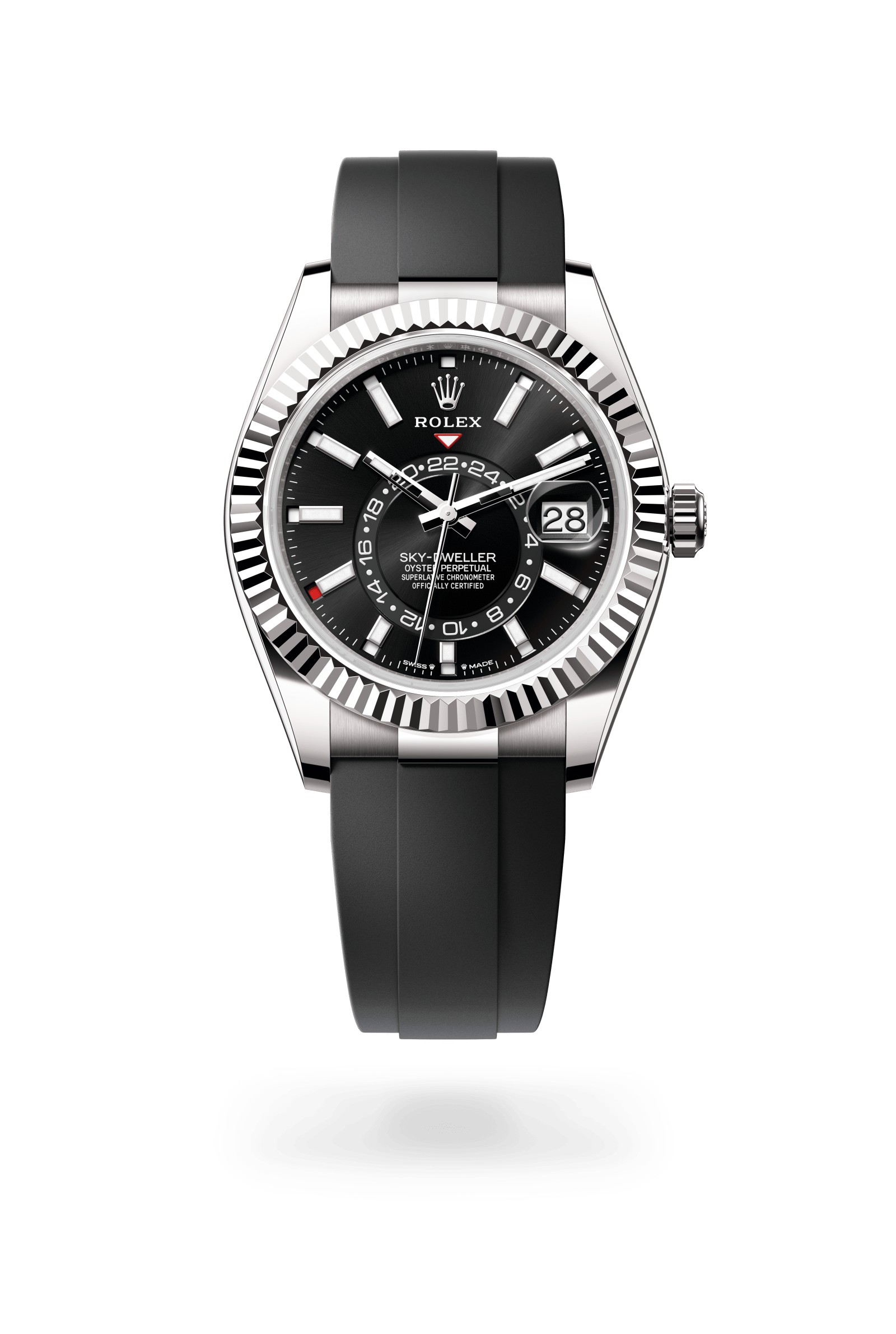 Sky-Dweller, Oyster, 42 mm, witgoud, Wijzerplaat : Helderzwart, Rolex