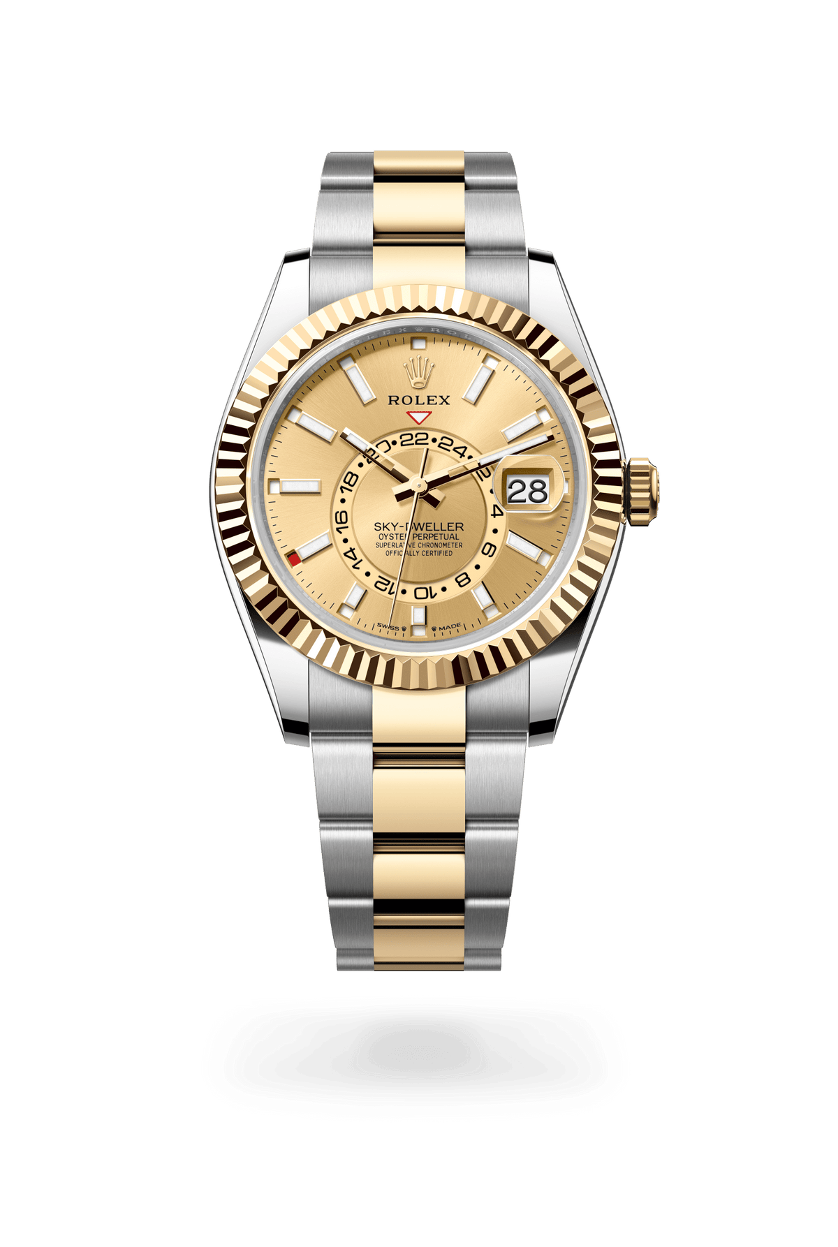 Sky-Dweller, Oyster, 42 mm, Oystersteel en geelgoud, Wijzerplaat : Champagnekleurig, Rolex