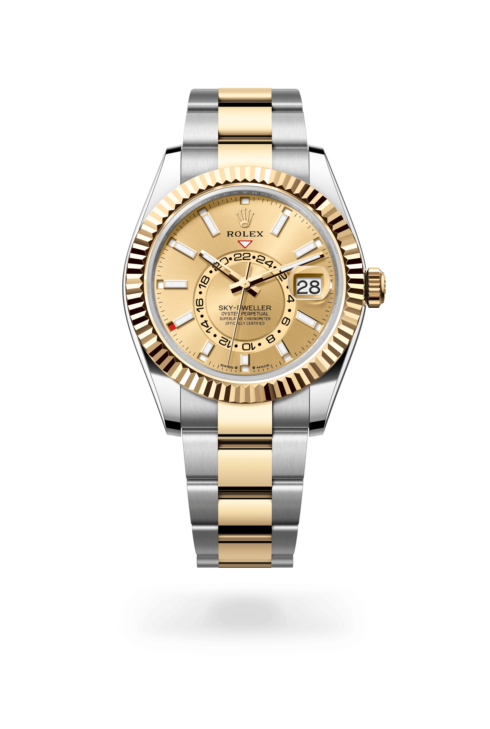 Sky-Dweller, Oyster, 42 mm, Oystersteel en geelgoud, Wijzerplaat : Champagnekleurig, Rolex