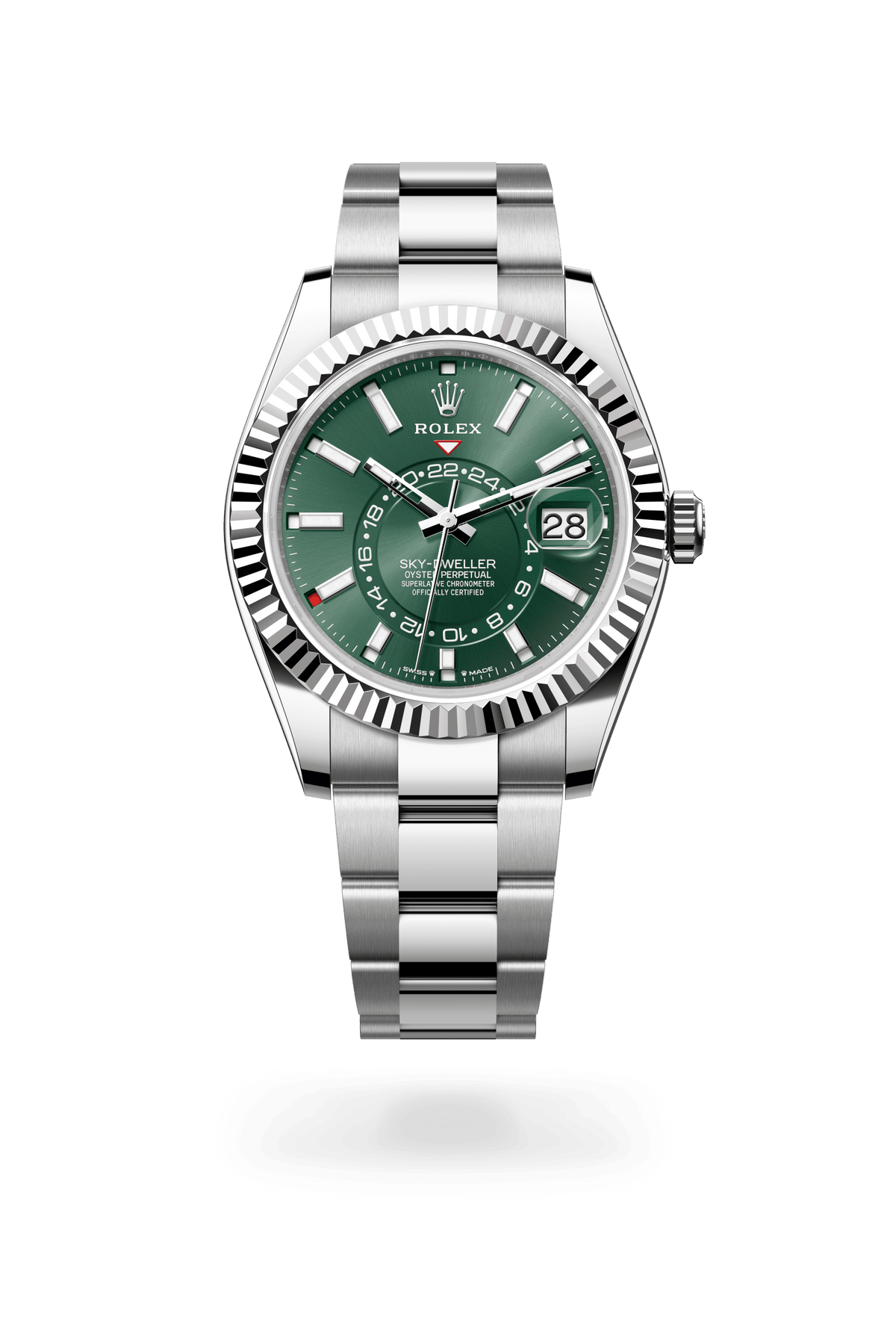 Sky-Dweller, Oyster, 42 mm, Oystersteel en witgoud, Wijzerplaat : Mintgroen, Rolex