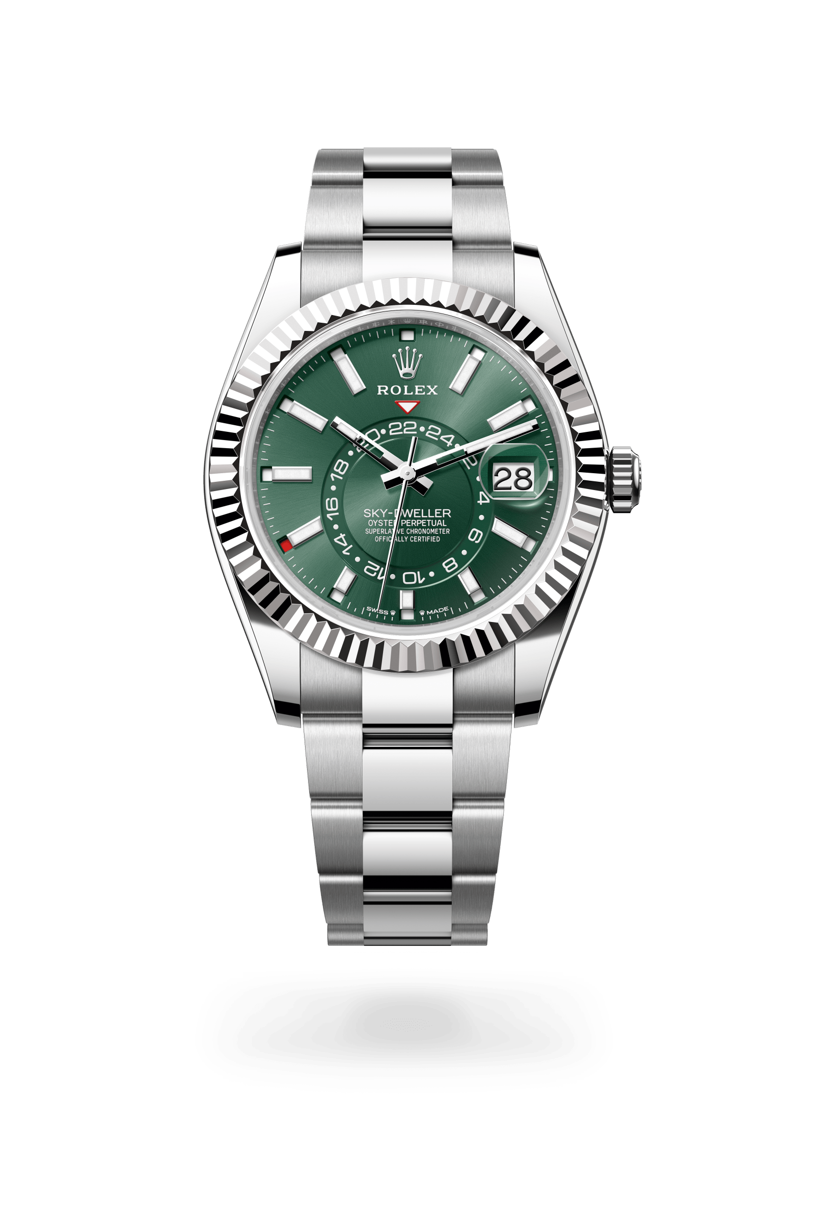 Sky-Dweller, Oyster, 42 mm, Oystersteel en witgoud, Wijzerplaat : Mintgroen, Rolex