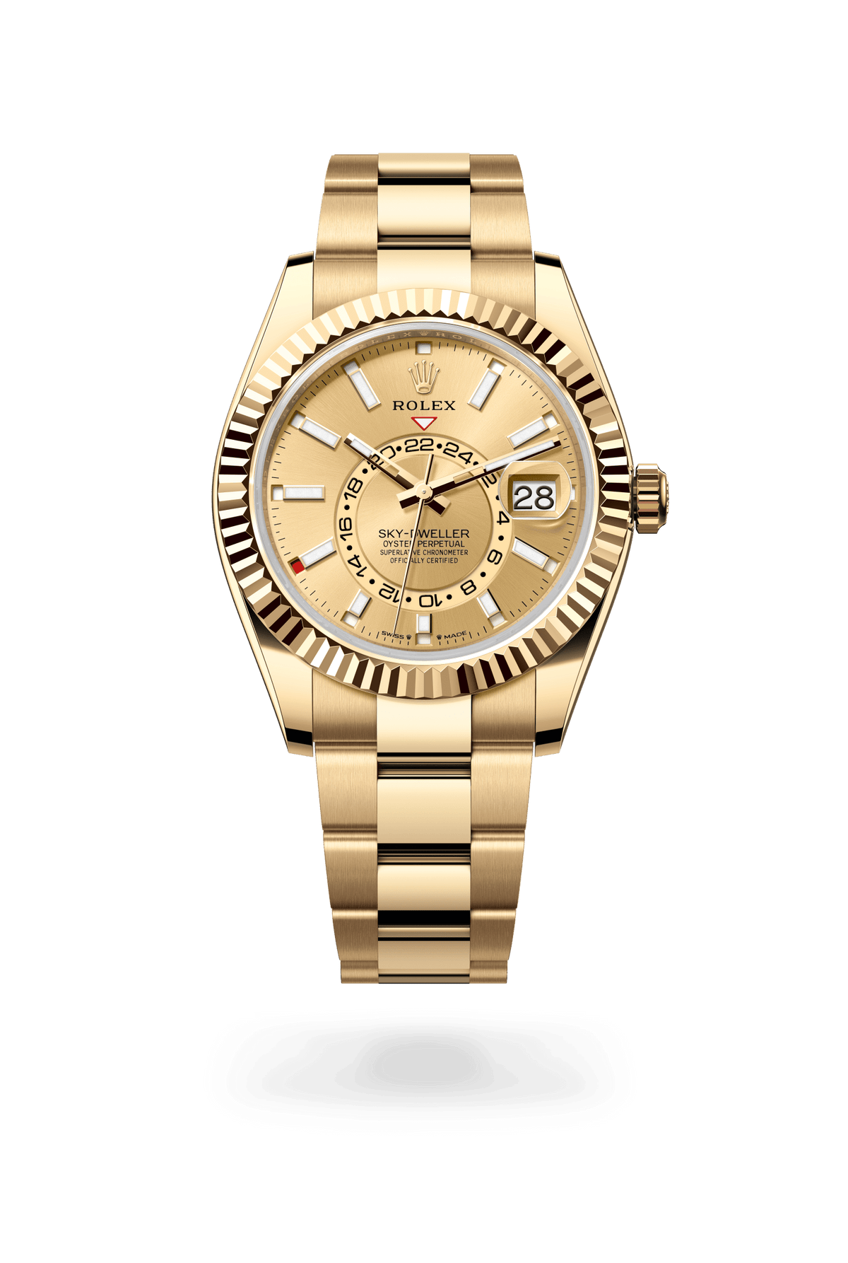 Sky-Dweller, Oyster, 42 mm, geelgoud, Wijzerplaat : Champagnekleurig, Rolex